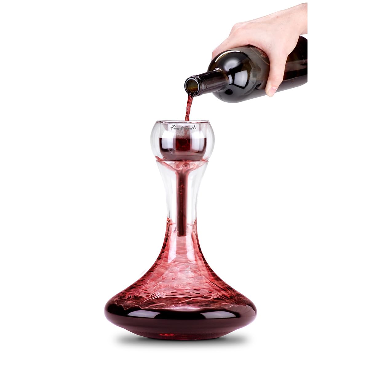 Premium Wine Decanter Set with Double Aerator - Crystal Glass Carafe for Red Wine Aeration & Decanting | Perfect for Wine Tasting, Dinner Parties & Home Bars
