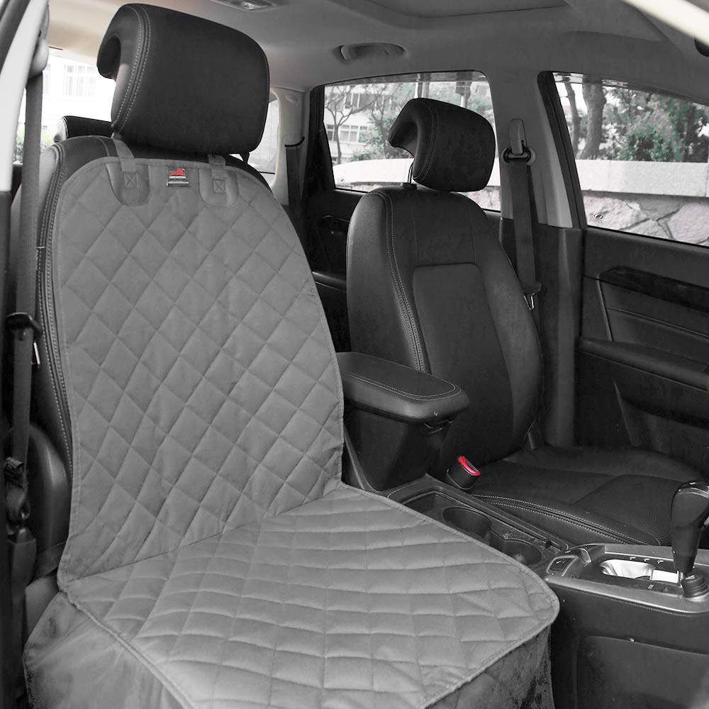 HONEST OUTFITTERS Waterproof Non-Slip Dog Car Seat Cover for Cars, Trucks & SUVs - Durable Pet Front Seat Protector (Gray) | Perfect for Travel, Outdoor Adventures & Daily Commutes