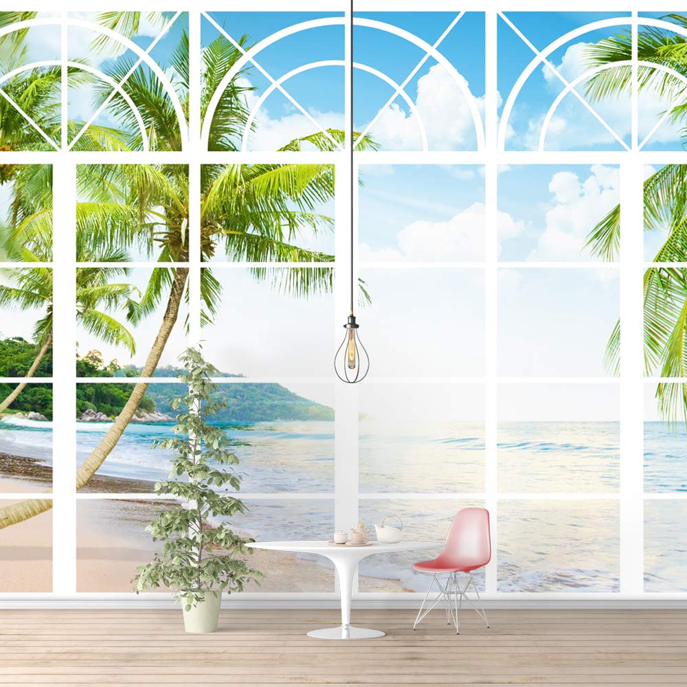 French Window Design Removable Wallpaper - Peel and Stick Wall Murals for Bedroom (66x96 inches) | Easy DIY Home Decor, Accent Wall Covering for Living Room & Nursery