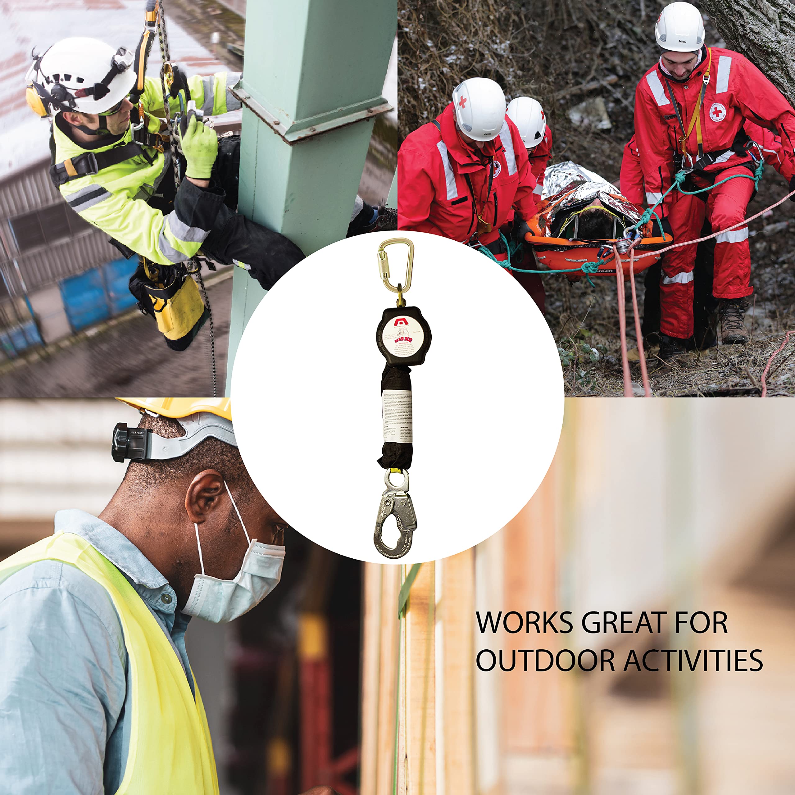 Premium Fall Protection Self-Retractable Safety Lanyard - OSHA Compliant, 450lb Capacity - Ideal for Construction, Roofing & Industrial Work