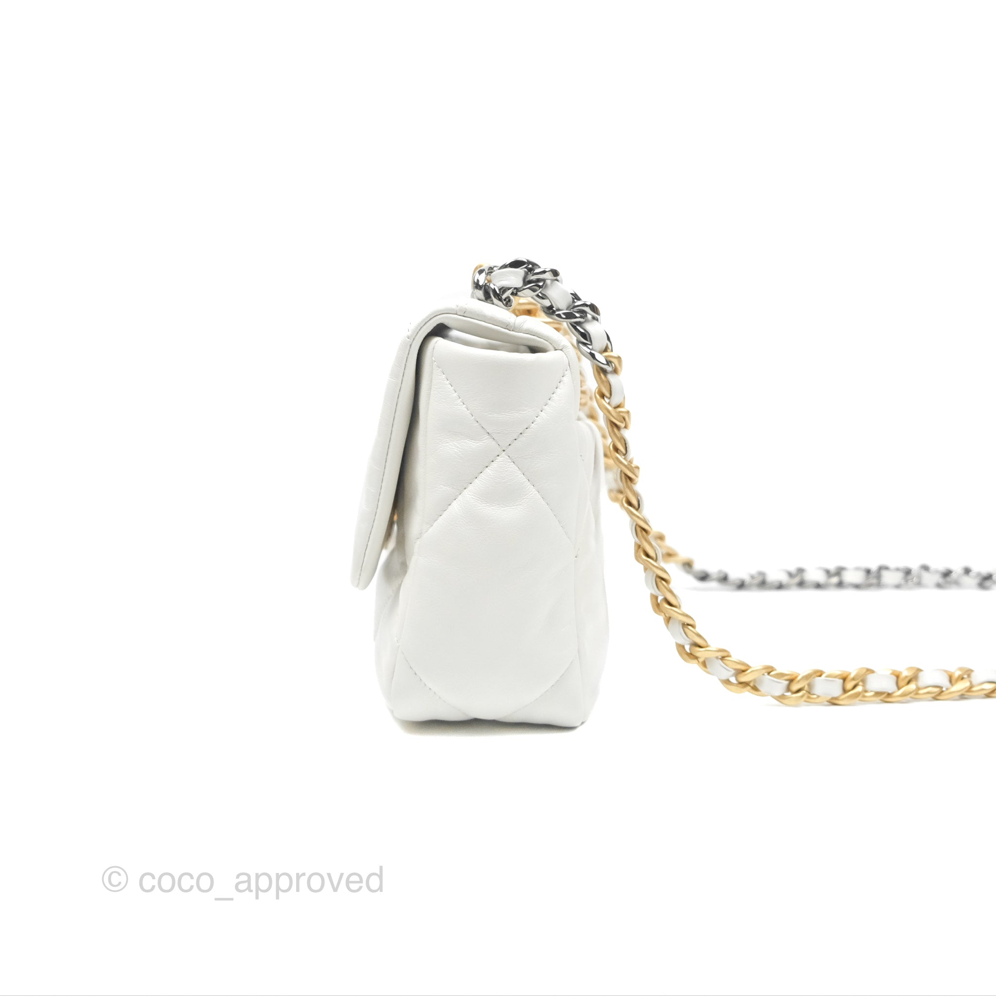 Chanel 19 Small Handbag in Off White with Mixed Gold & Silver Hardware - Luxury Crossbody Bag for Women, Perfect for Date Night & Special Occasions