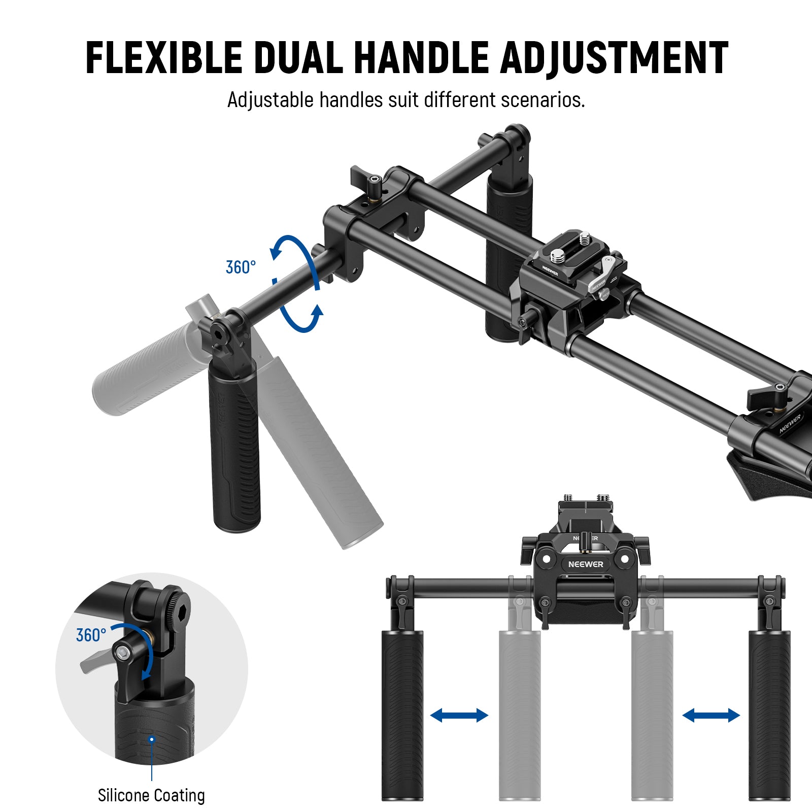 NEEWER SR007 Universal Shoulder Rig Kit for DSLR Camera - Professional Stabilizer with Adjustable Handles, Matte Box & Follow Focus - Perfect for Filmmaking, Vlogging, and Video Production