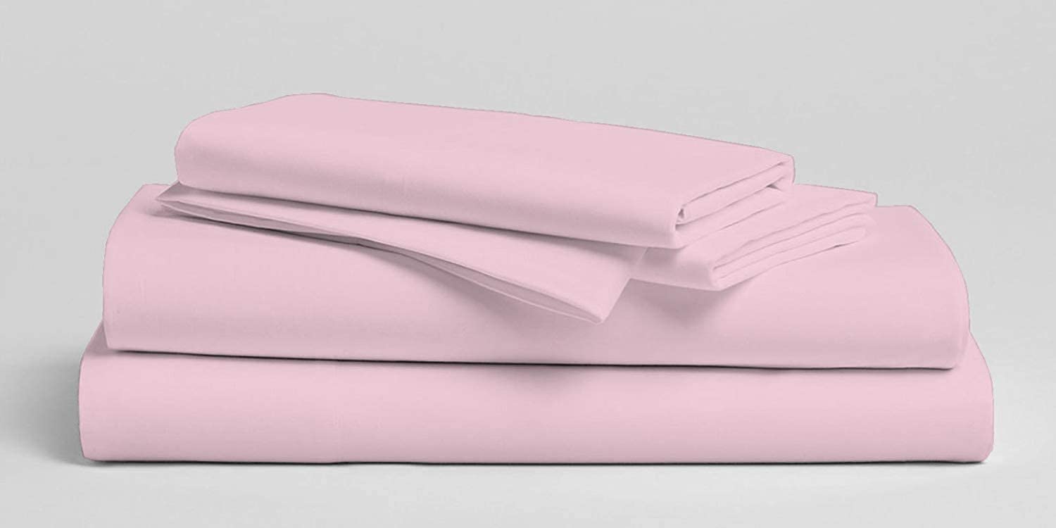 4-Piece Baby Pink Full Size Bed Sheet Set - 100% Long Staple Egyptian Cotton, Sateen Weave, 800 Thread Count - Ultra Soft & Silky - Fits Mattress Up to 18