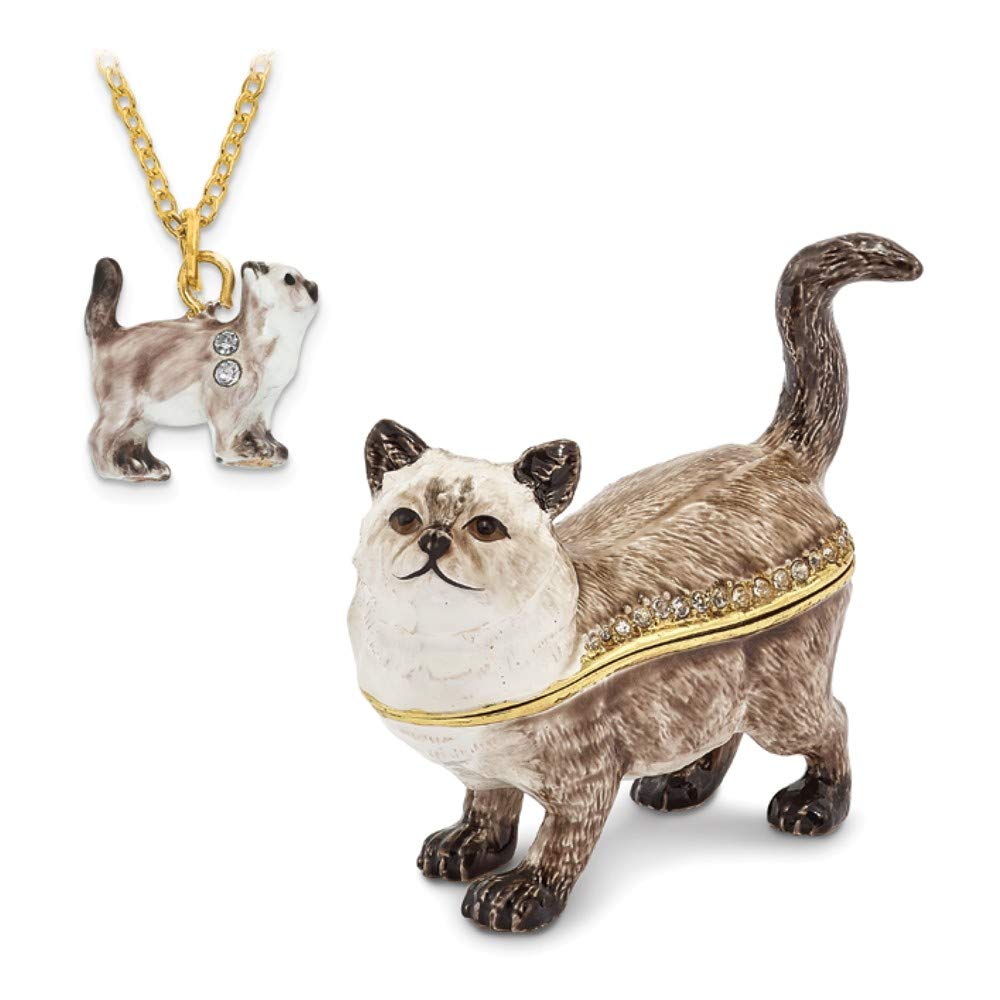 Sonia Jewels LAYSA Himalayan Cat Trinket Box 2.5 Inch - Handcrafted Resin Jewelry Storage Box for Rings, Necklaces & Small Keepsakes - Perfect Gift for Cat Lovers & Home Decor