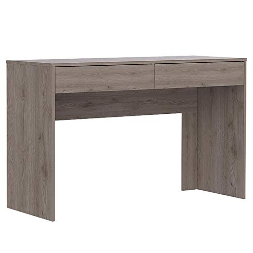 Modern Engineered Wood Ash Lasko Computer Desk with 2 Drawers - Home Office Workstation for Study, Gaming & Remote Work