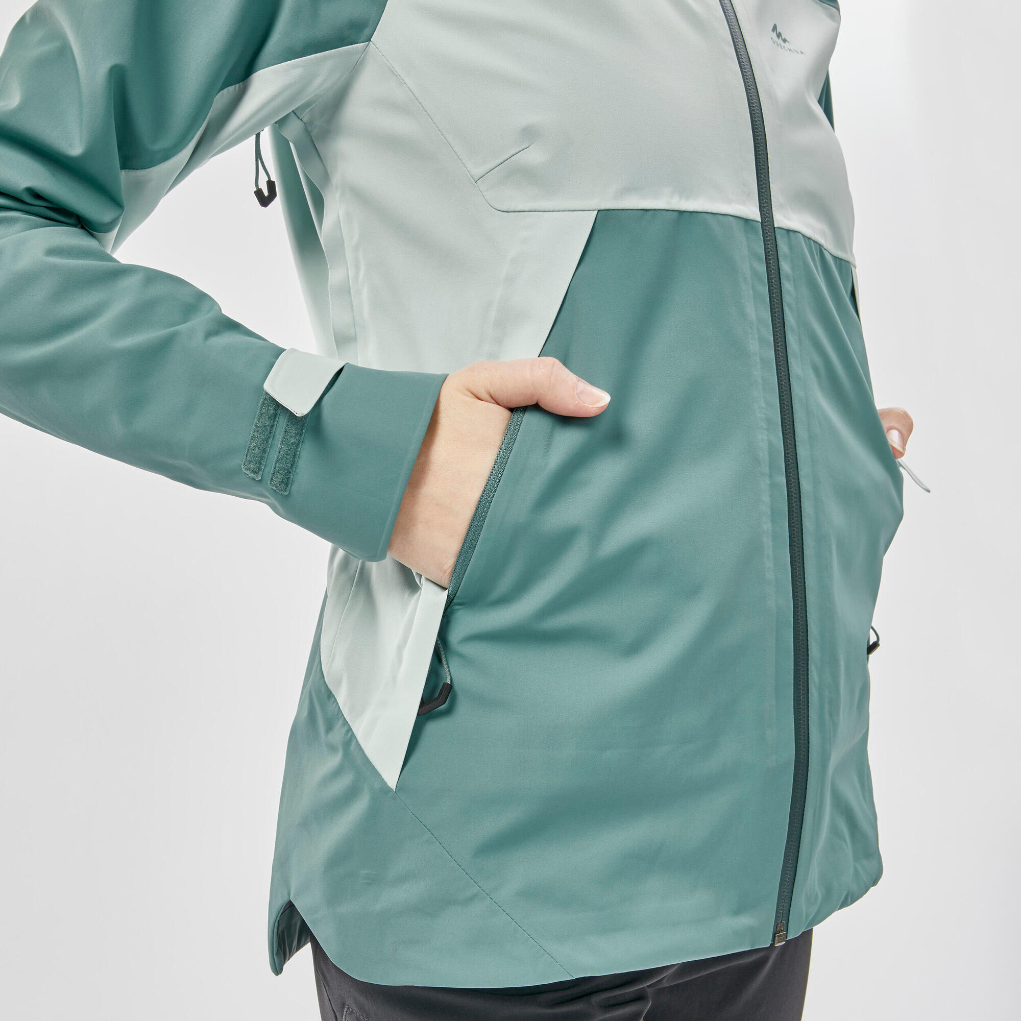 Quechua Women's MH500 Waterproof Hiking Jacket - Lightweight Windproof Raincoat for Outdoor Adventures, Camping & Travel