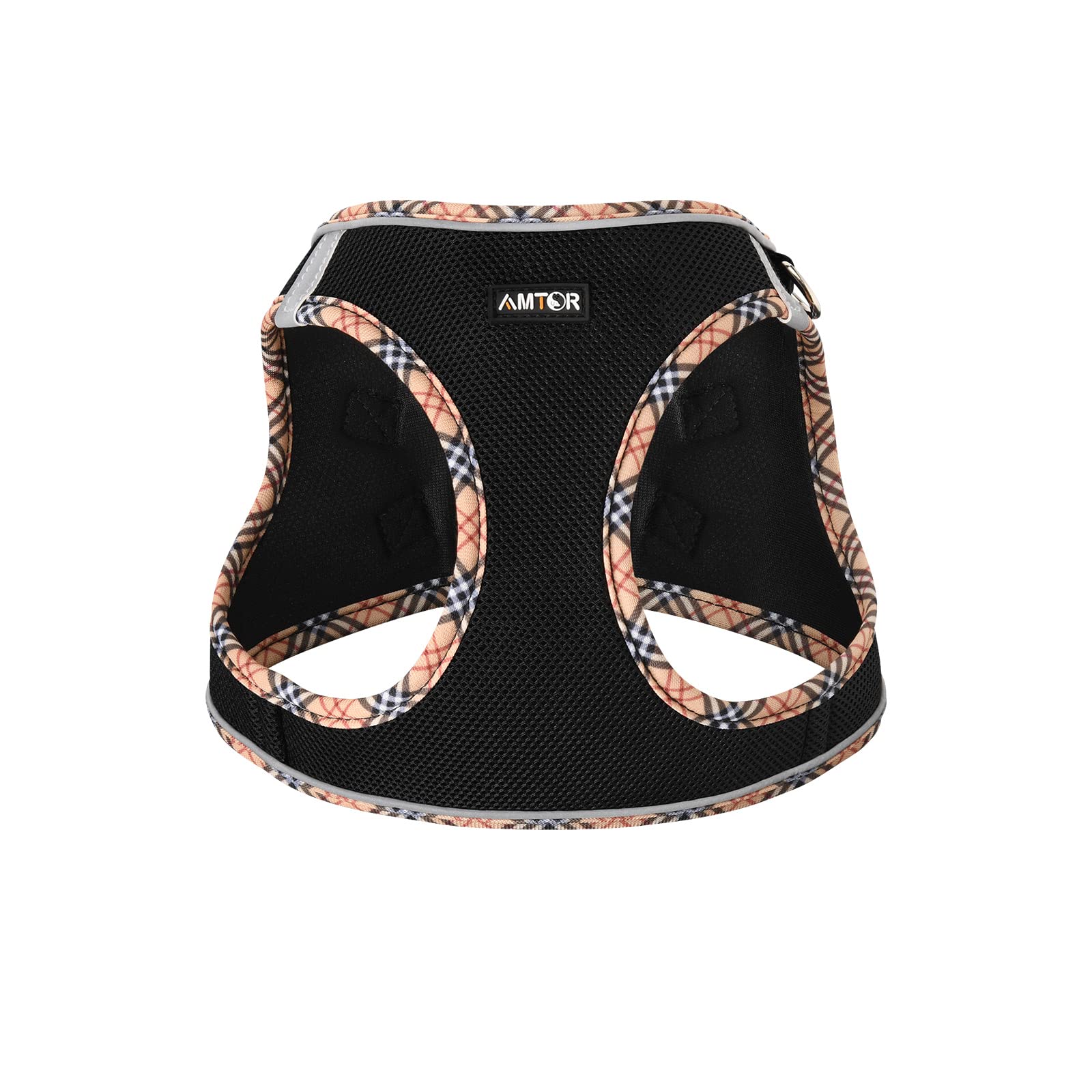 AMTOR No-Escape Small Dog Harness with Leash Set - Reflective Step-in Soft Vest for XS/S/M/L Dogs - Perfect for Training, Walking & Night Safety (Black & Yellow, Medium) - Ideal for Puppy Training, Daily Walks & Outdoor Adventures