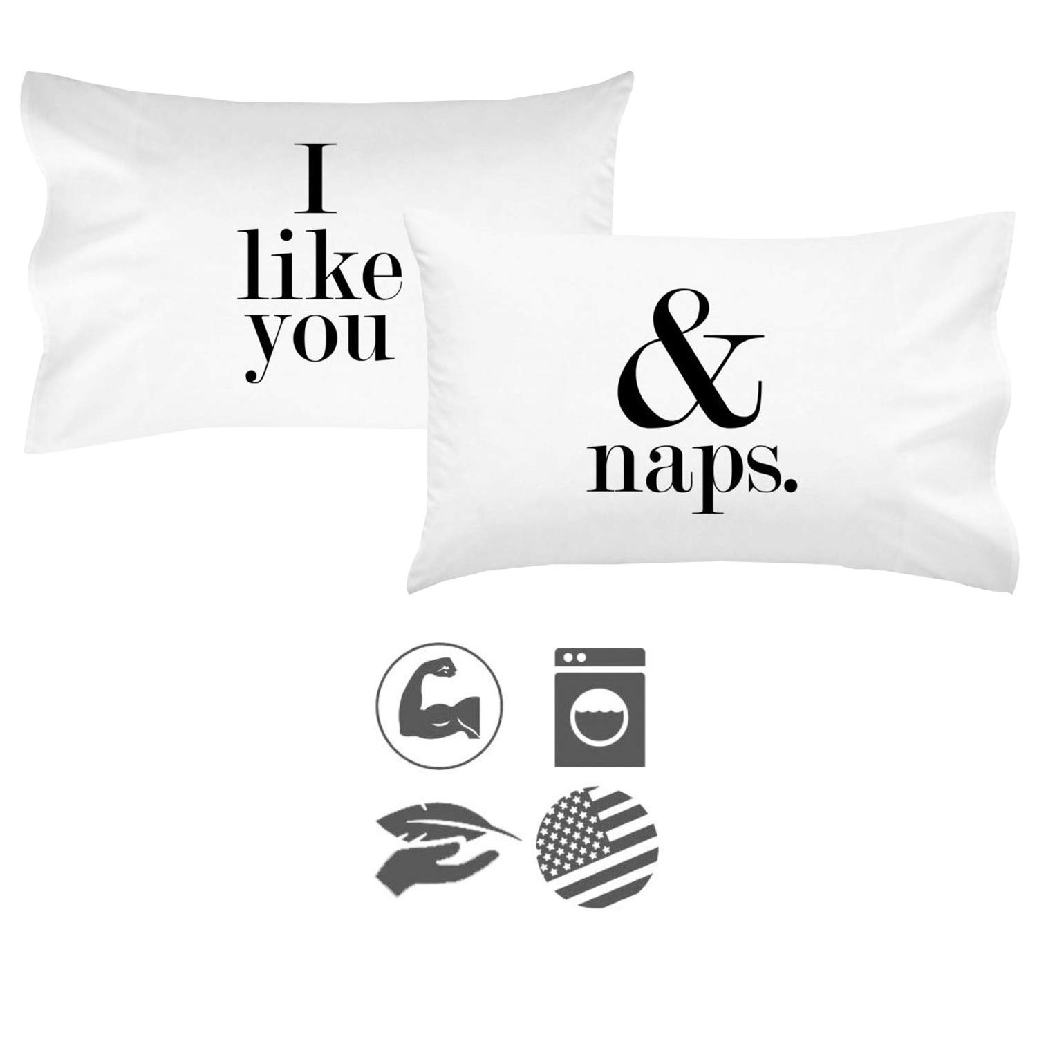 His and Her Cotton Couples Pillowcases Set - 20x30 Standard Size Wedding Gift for Husband & Wife - Fun 'Oh Susannah I Like You and Naps' Design - Perfect for Anniversaries, Valentine's Day & Romantic Bedroom Decor