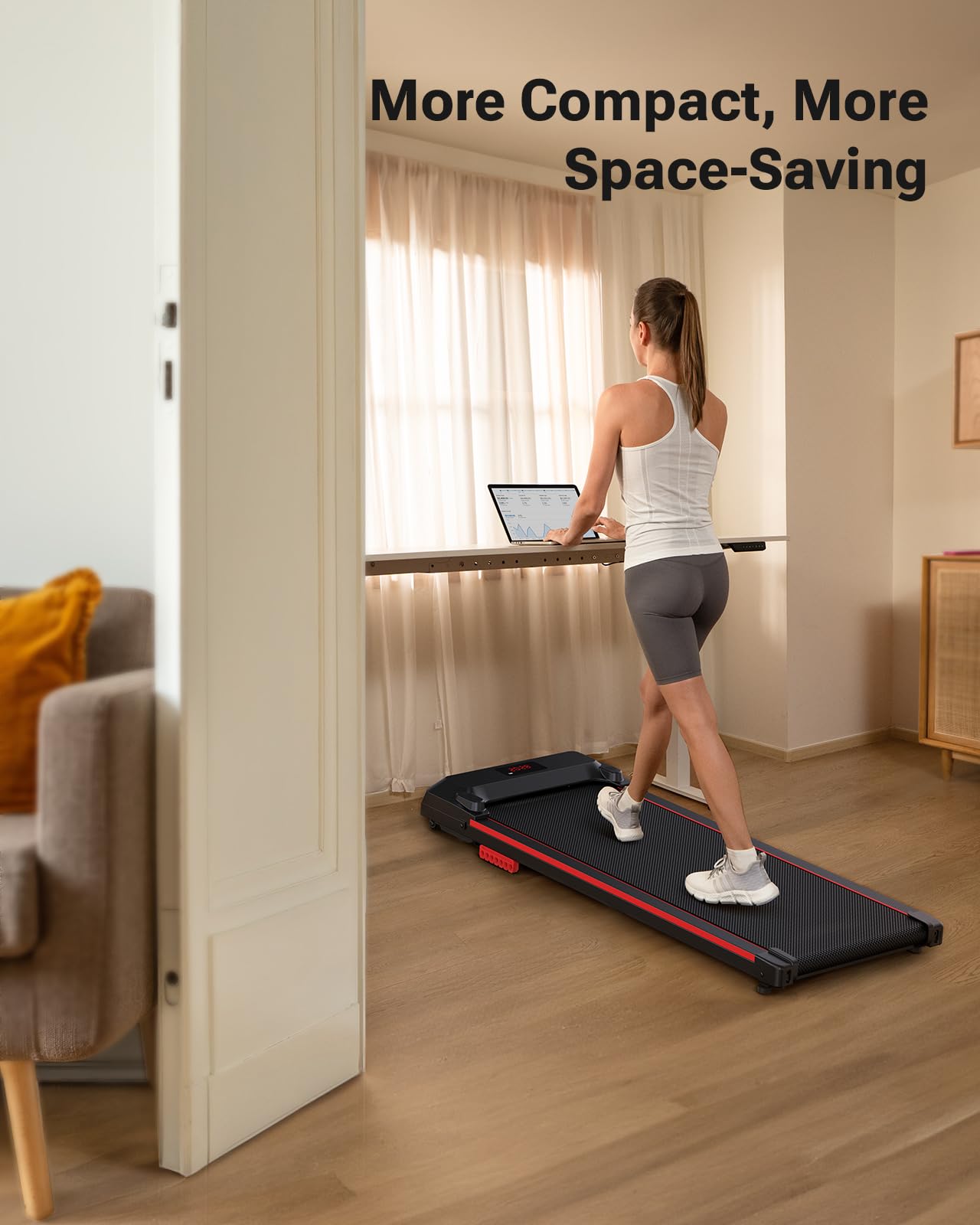 UREVO 2-in-1 Under Desk Treadmill & Walking Pad - Portable Electric Treadmill with Remote Control & LED Display for Home Office Use - Perfect for Work from Home, Small Spaces & Low-Impact Exercise