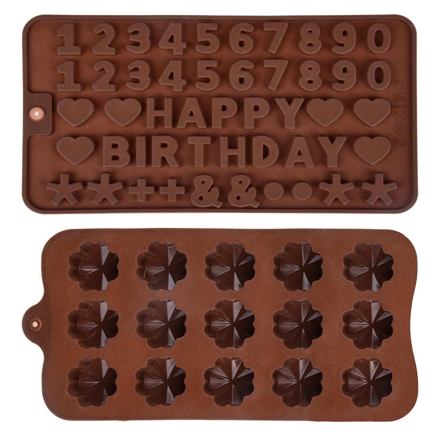 Kuber Industries Silicone Chocolate & Cookie Molds - Non-Stick Baking Tray for Cakes, Candies, Cookies | 2-Pack Brown Candy Making Molds | Perfect for Holiday Baking, Birthday Parties & DIY Desserts