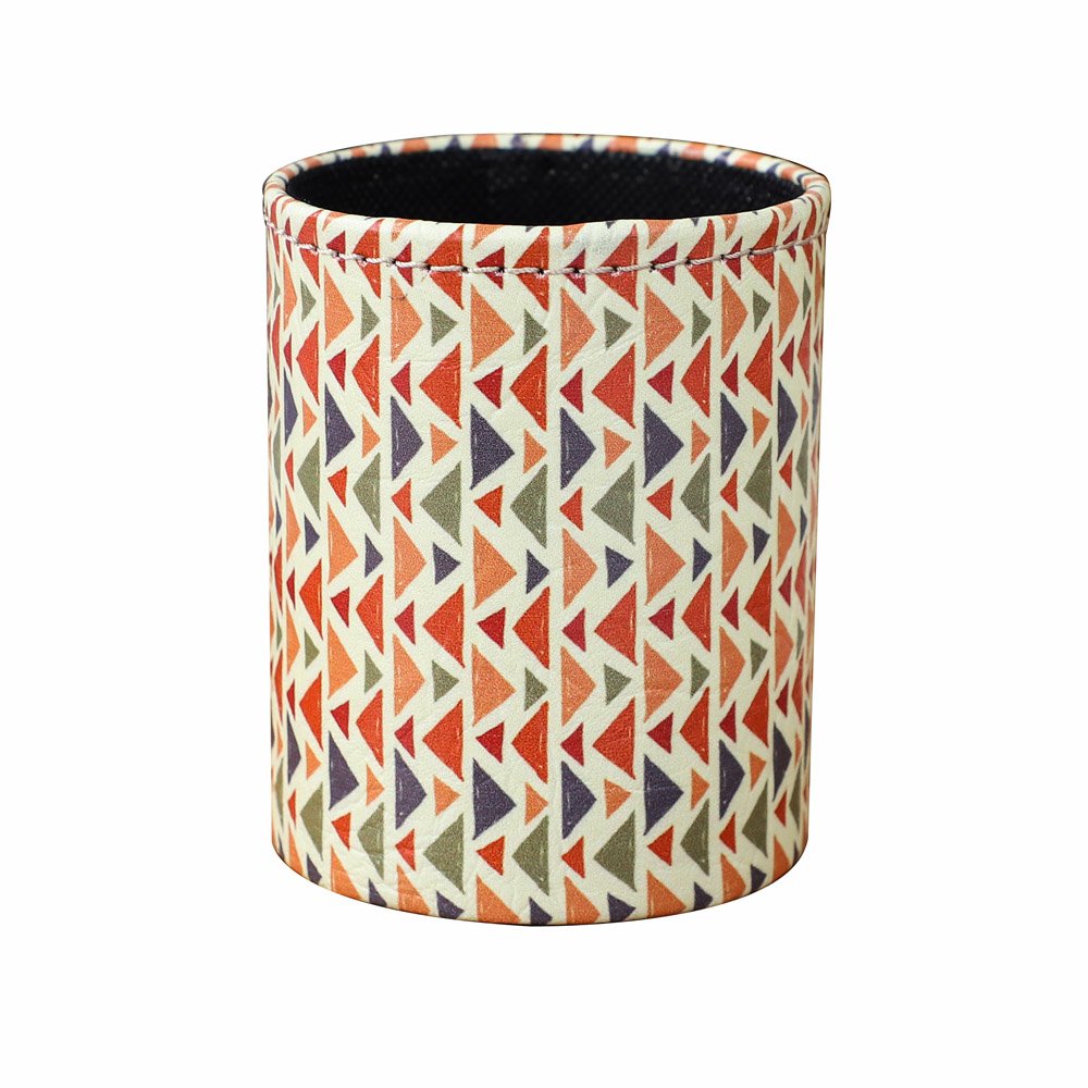 Geometric Pattern PU Leather Pencil Pen Holder Desk Organizer - Stylish Office & Home Desk Accessory for Stationery Storage (PH35)