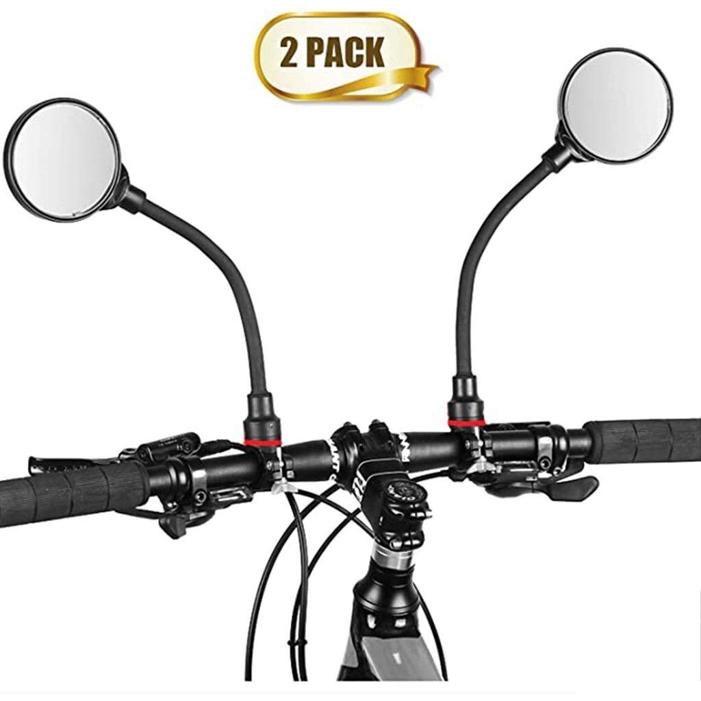 XCJ 2-Piece Universal Bicycle Handlebar Rear View Mirror - Flexible & Safe ABS Bike Accessories for Road & Mountain Bikes (Black) - Perfect for Commuting, Cycling Safety & Outdoor Adventures