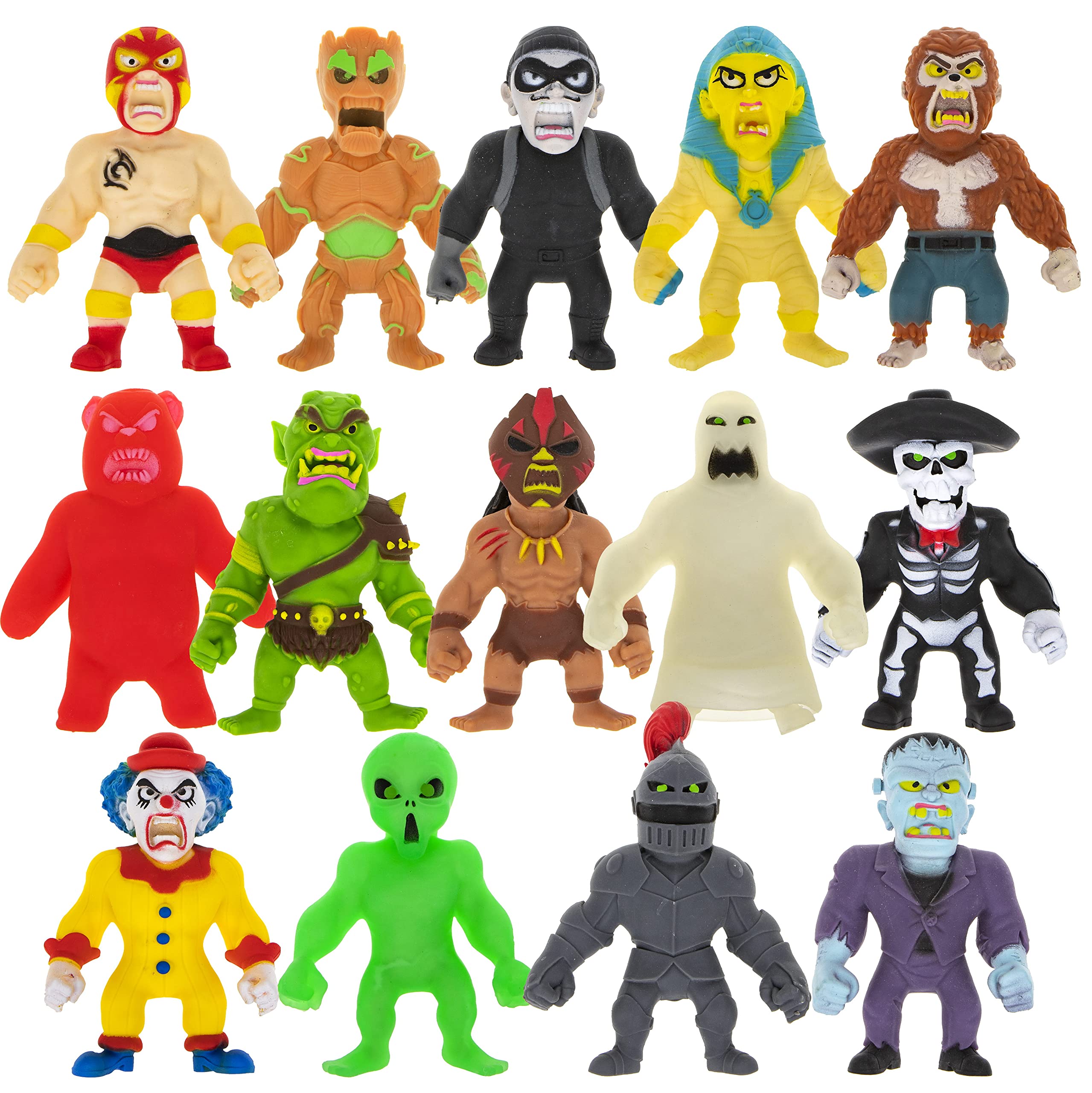 Monster Flex Stretchy Toys - 14 Pack Spooky Sensory Fidget Toys for Boys & Girls | Stress Relief, Birthday Gifts & Party Favors | Fun Classroom, Travel & Home Play for Kids - Series 3