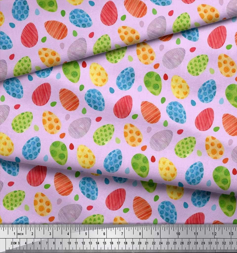 Soimoi Moss Georgette Brown Fabric by The Yard - 42 Inch Wide Easter Egg Pattern Printed Textile for DIY Crafts, Spring Decorations & Easter Celebrations | Perfect for Dressmaking, Home Decor & Seasonal Projects