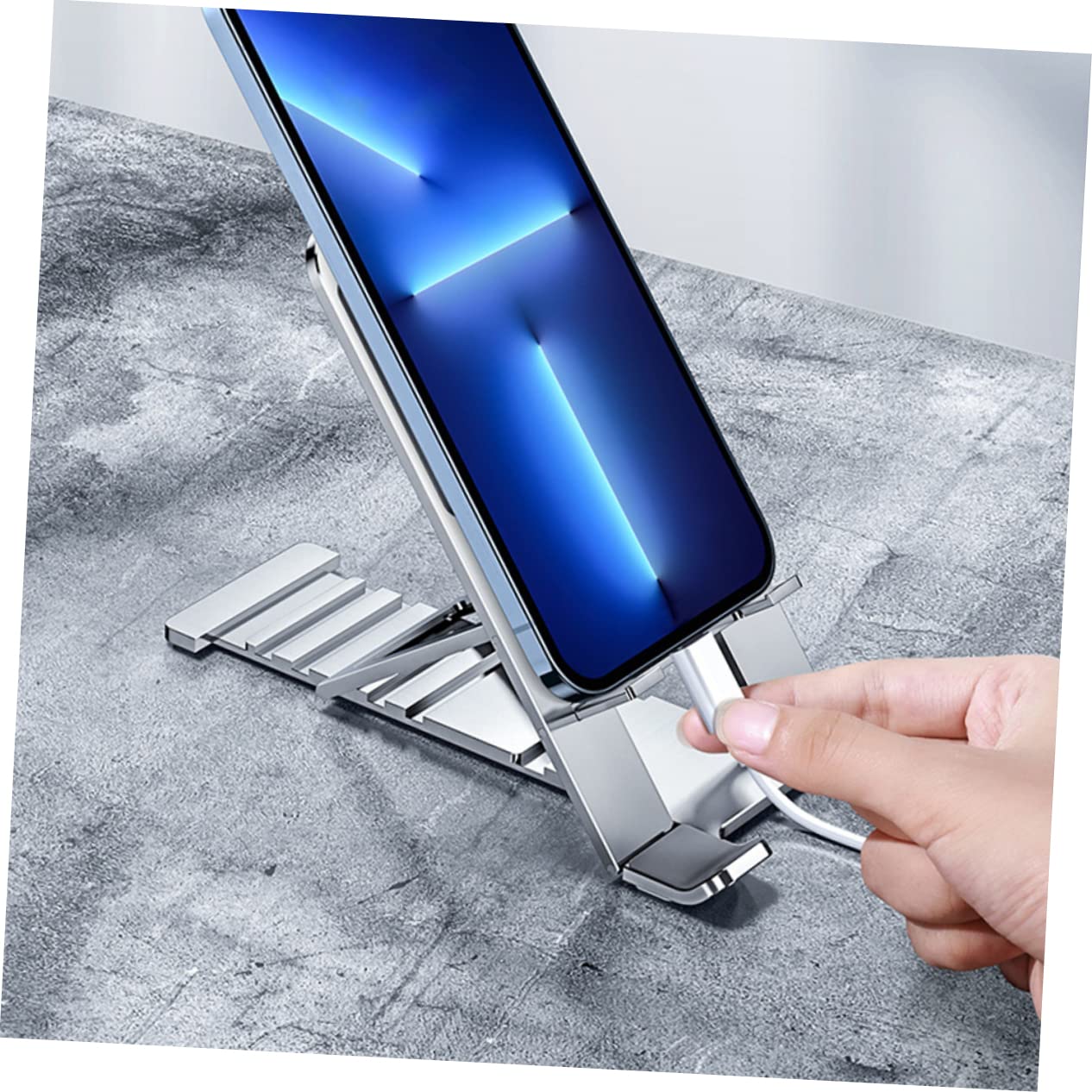Flexible Aluminum Alloy Phone & Tablet Stand - Adjustable Folding Desk Holder for iPhone, Samsung, iPad - Perfect for Work, Study, and Video Calls