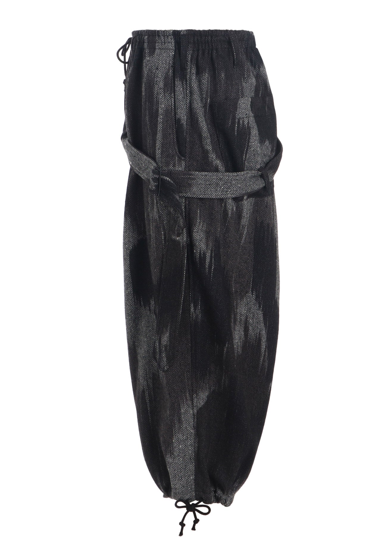 Camouflage Tweed Belted Balloon Sarouel Pants - Stylish High-Waisted Wide Leg Trousers for Women, Boho Chic Streetwear & Casual Outfits | Perfect for Parties, Dates & Everyday Wear