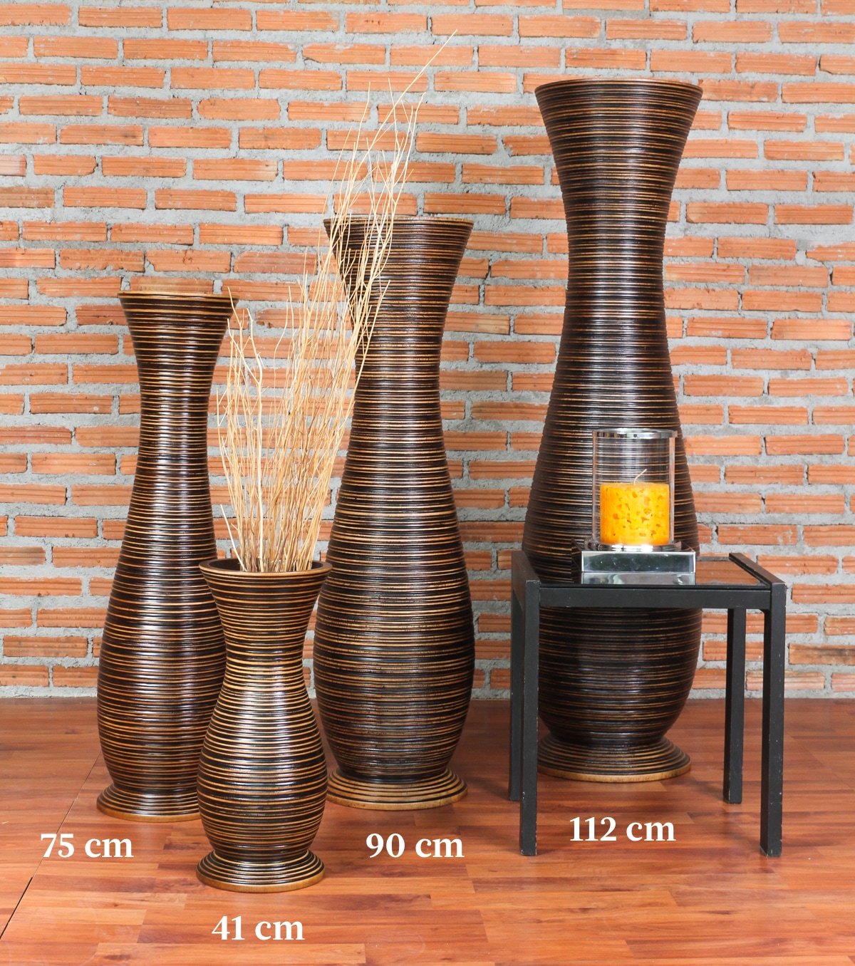 Leewadee 36 Inch Large Brown Wooden Floor Vase - Farmhouse Decor for Flowers, Fake Plants & Pampas Grass - Perfect for Living Room, Entryway & Home Styling