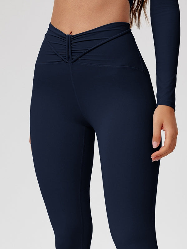 ZASUWA Women's V-Shape Waist High Waist Leggings - Tummy Control Workout Yoga Pants for Running, Gym & Everyday Wear