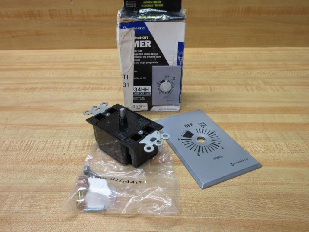 Intermatic FF34HH 4-Hour In-Wall Timer Switch with Hold Function - Commercial Grade Energy Saving Light & Appliance Control for Home, Office & Warehouse Use