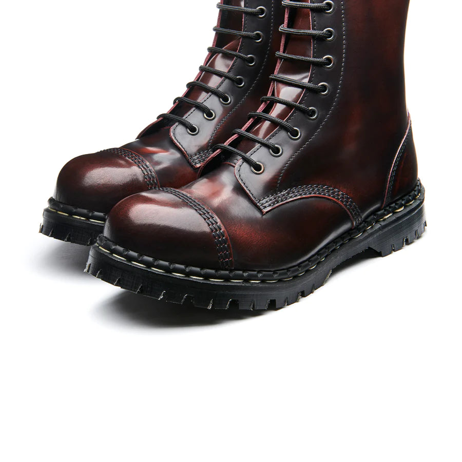 GRIPFAST Men's Burgundy Rub Off 14-Eye Steel Toe Derby Work Boots - Heavy Duty Safety Shoes for Construction, Industrial & Motorcycle Riding