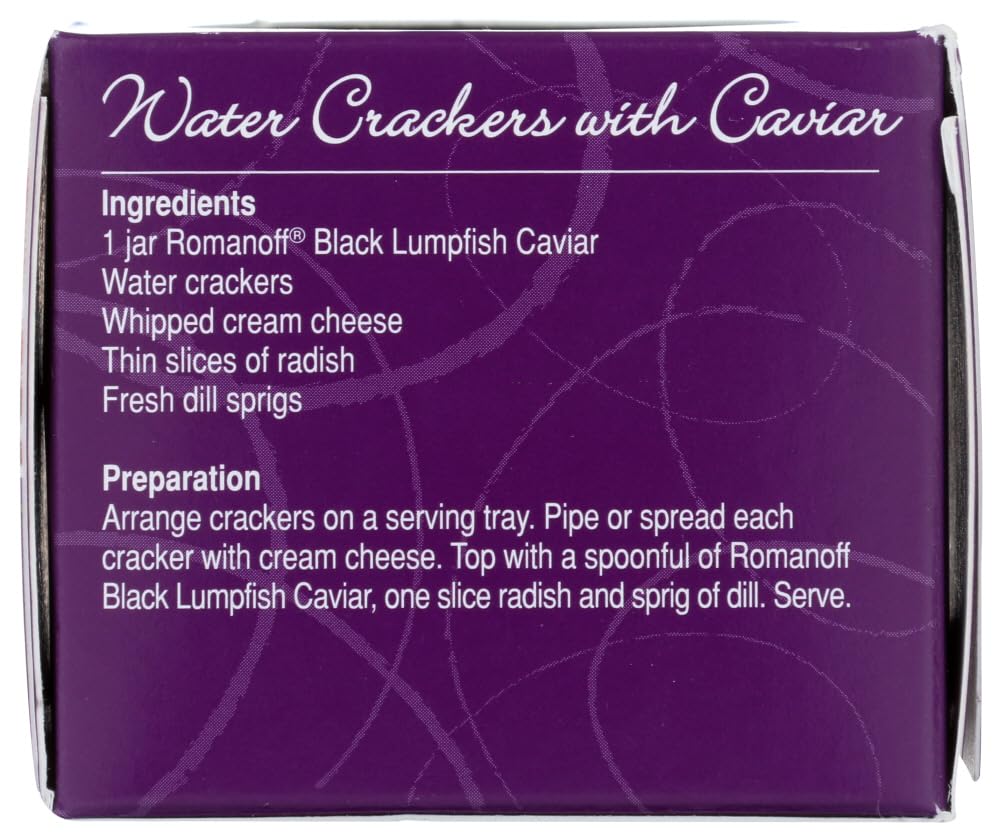 Premium Romanoff Black Lumpfish Caviar - 2 oz Jar (Pack of 12) | Gourmet Seafood Delicacy for Special Occasions & Fine Dining