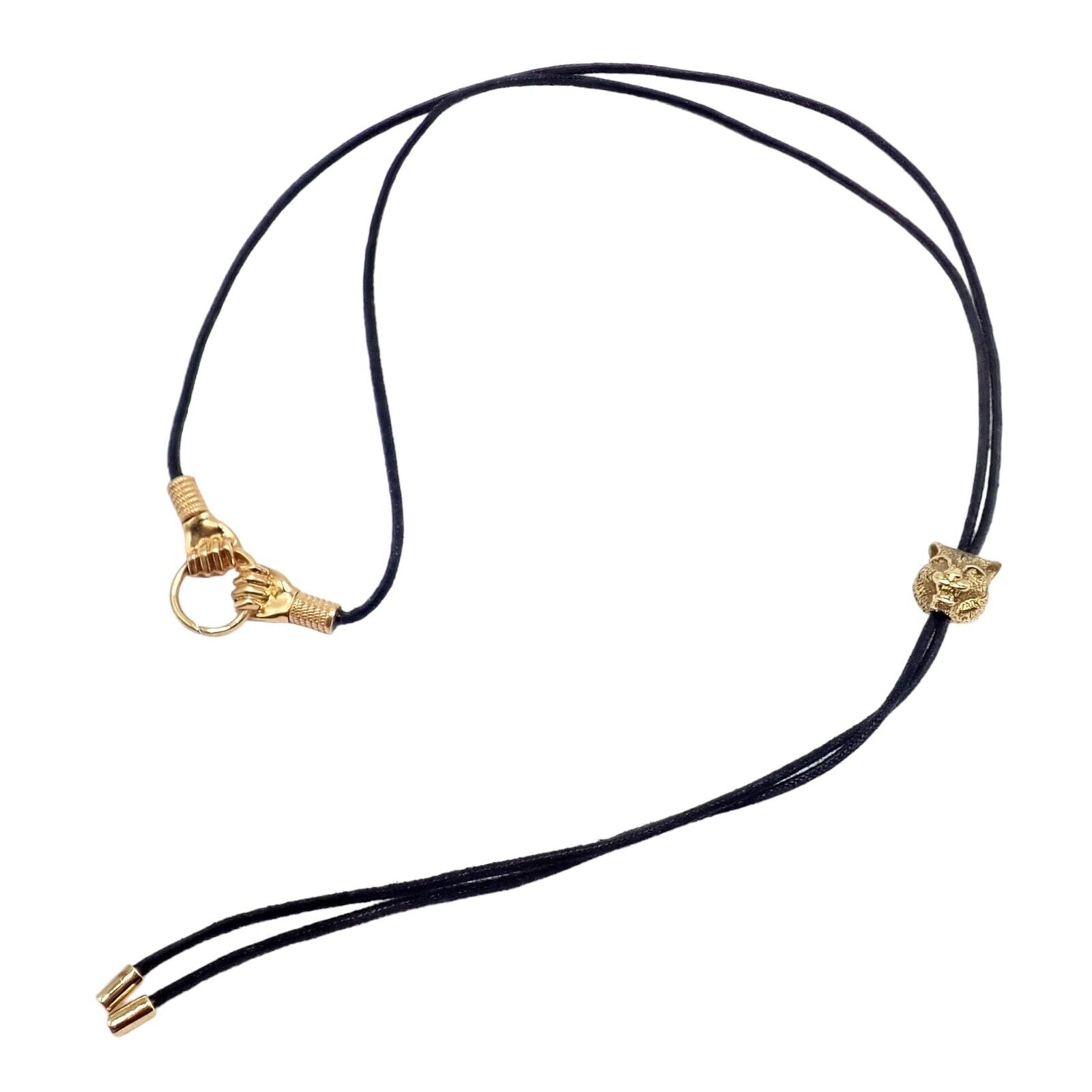 Gucci 18k Yellow Gold Le Marche des Merveilles Tiger Bolo Tie Necklace for Men - Luxury Statement Jewelry for Formal Events & Special Occasions