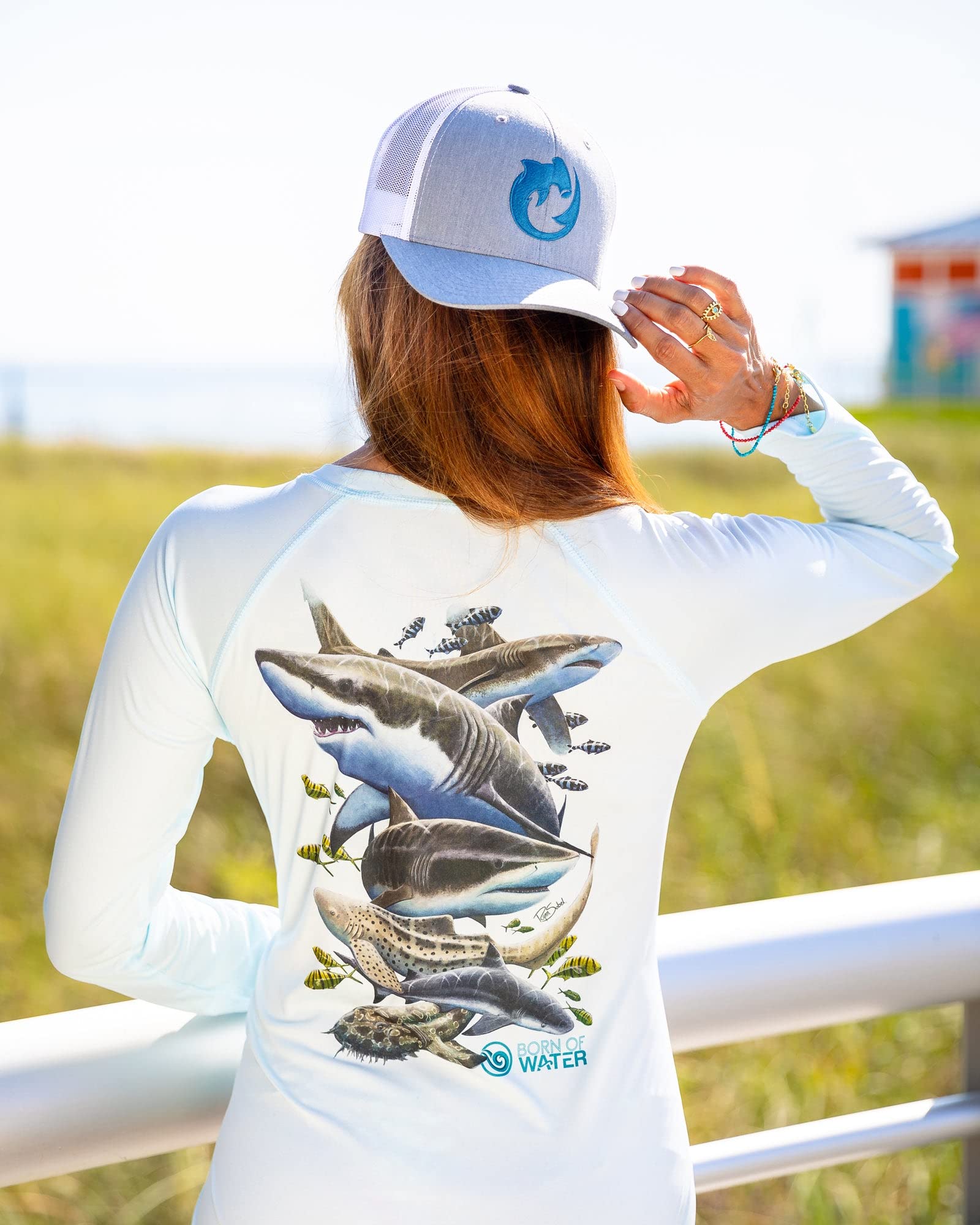 Women's UV UPF+ 50 Long Sleeve Shark Scuba Diving Shirt - Misunderstood Beauty for Sun Protection & Water Sports