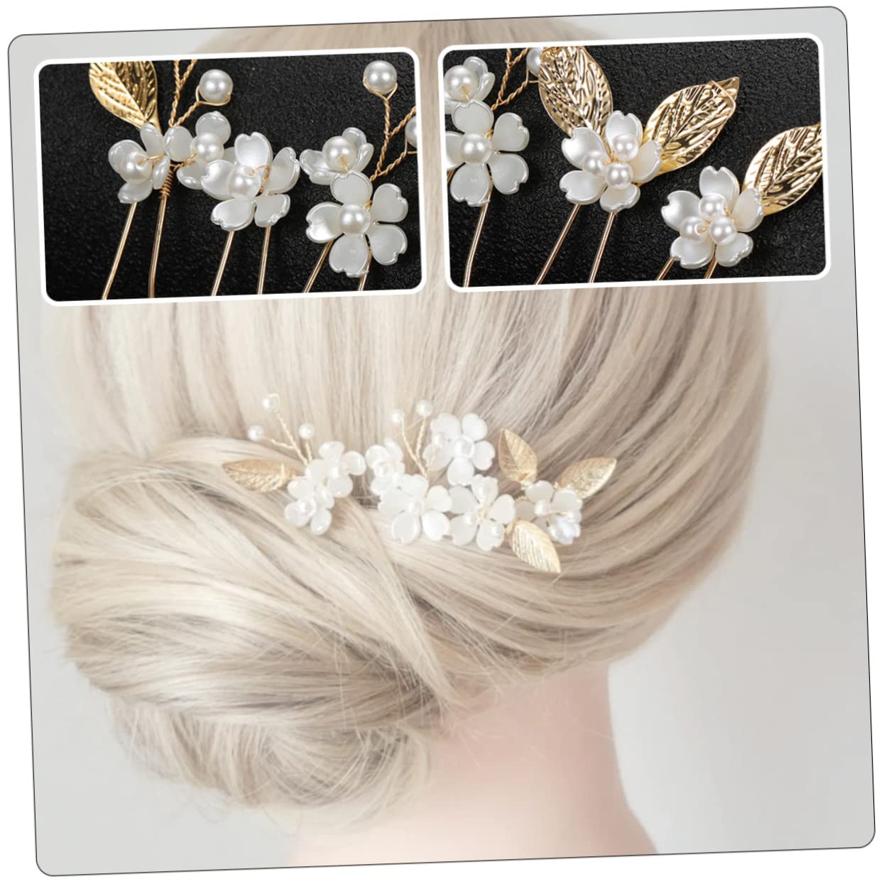 15 Pcs Rhinestone Hair Clips - Gold Trim U-Shaped Bobby Pins for Women, Bridal Hair Accessories, Wedding Party, Prom & Special Occasions | Floral Crystal Decor with Zinc Alloy Metal Base