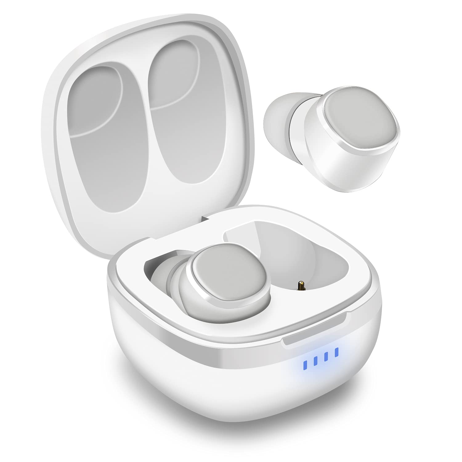 August EP800 Wireless Earbuds with Charging Case - Bluetooth 5.0 Headphones with Deep Bass, IPX5 Waterproof & Noise Cancelling Mic for Running, Gym & Workout (White) | Perfect for Sports, Commuting & Travel