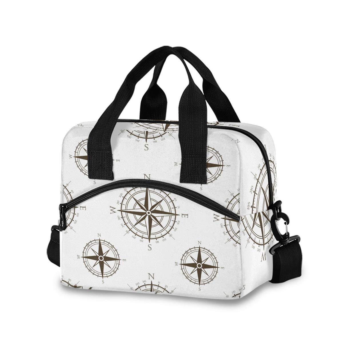Vintage Wind Rose Compass Insulated Lunch Tote Bag for Women & Men - Detachable Shoulder Strap & Carry Handle, Reusable Cooler Bag for Work, School, Picnic & Outdoor Activities - Perfect for Office Lunch, Beach Trips and Camping