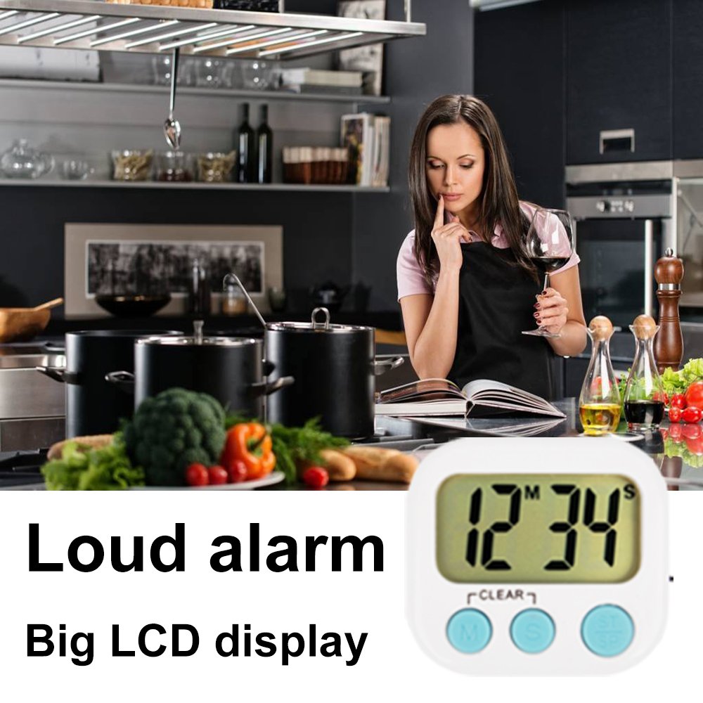 6 Pack Digital Kitchen Timer with Loud Alarm - Small Classroom Countdown Timer for Kids, Teachers & Cooking - Green - Perfect for Baking, Homework & Classroom Activities