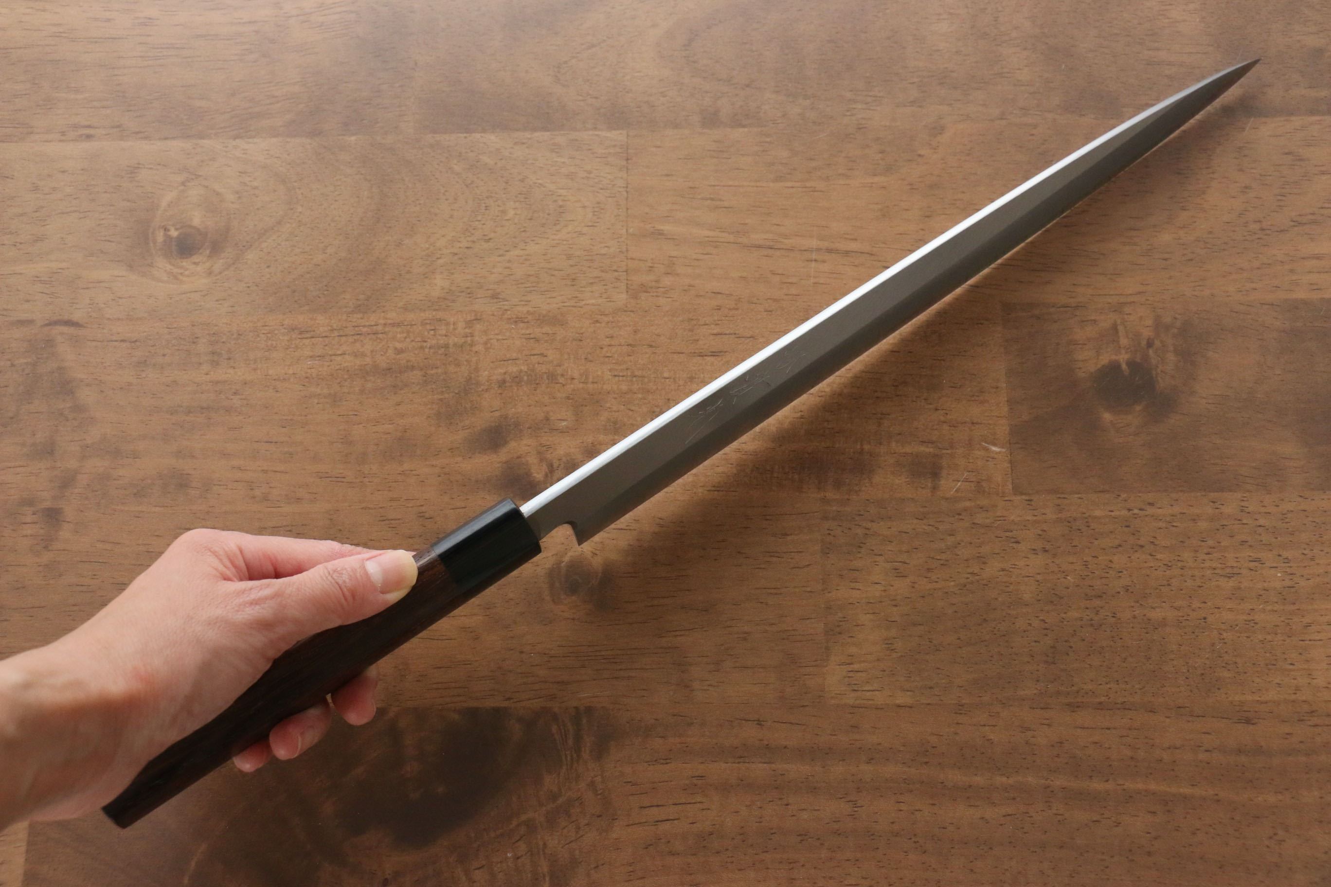 Premium Jikko White Steel No.2 Yanagiba 300mm Japanese Sushi Knife with Ebony Wood Handle - Perfect for Sushi Chefs & Professional Sashimi Preparation