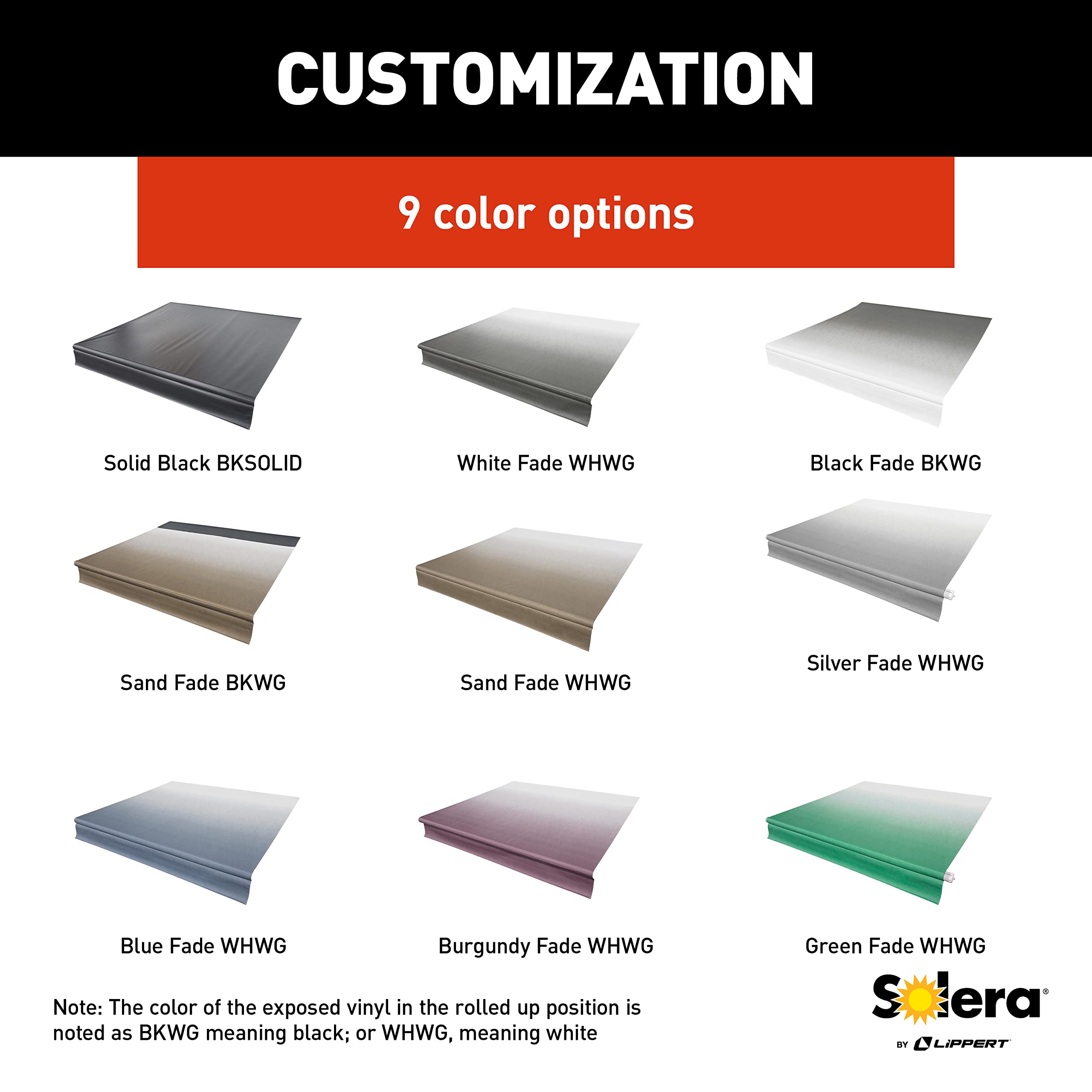Solera Heavy-Duty 13.5-oz Vinyl Replacement Fabric for RV Awnings (10'-21') - Universal Fit for 14' Campers - V000334373 - Perfect for Outdoor Camping & Travel Protection