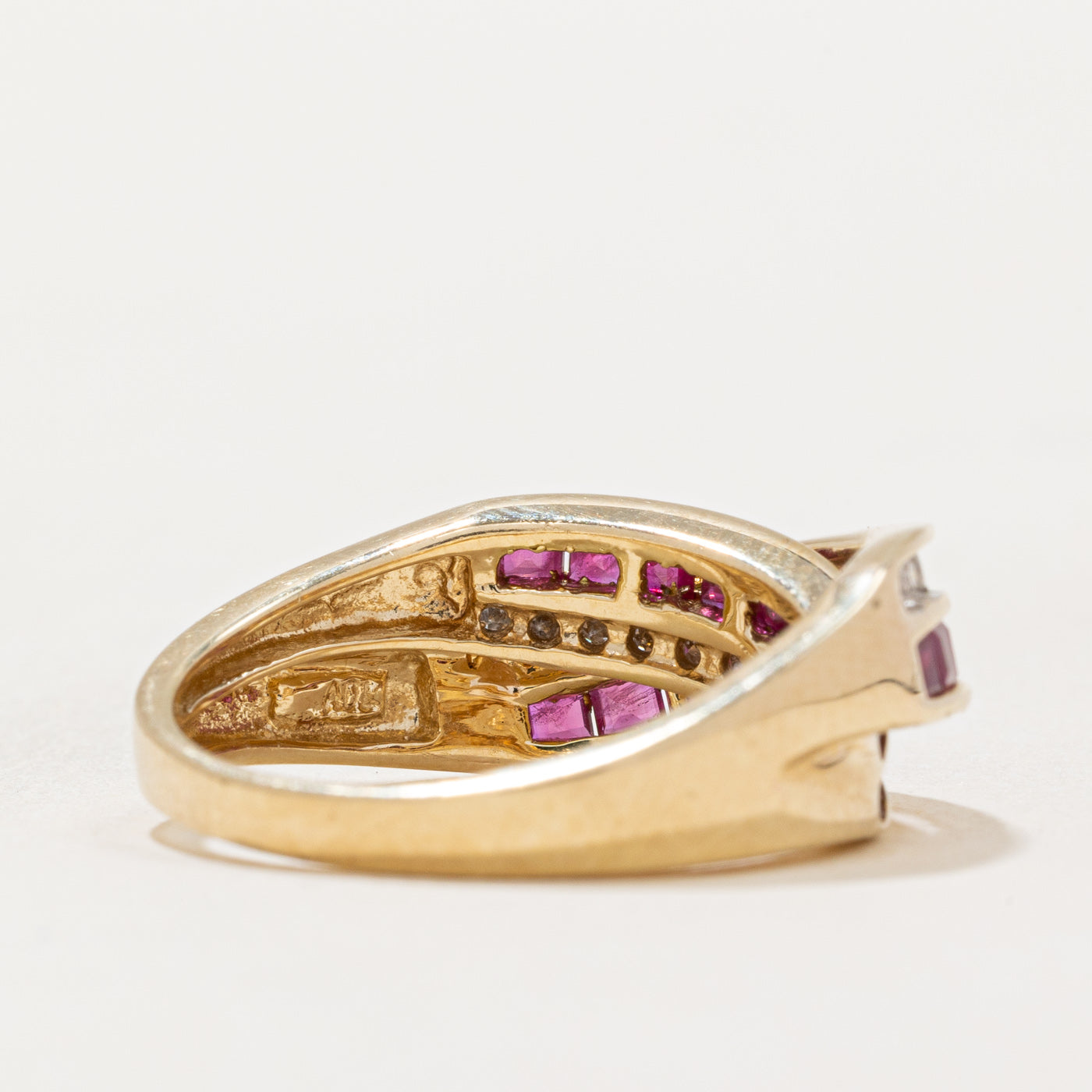 1.10ctw Ruby & Diamond Crossover Ring - 0.26ctw Diamond Accents | Size 7 | Elegant Jewelry for Weddings, Anniversaries & Special Occasions