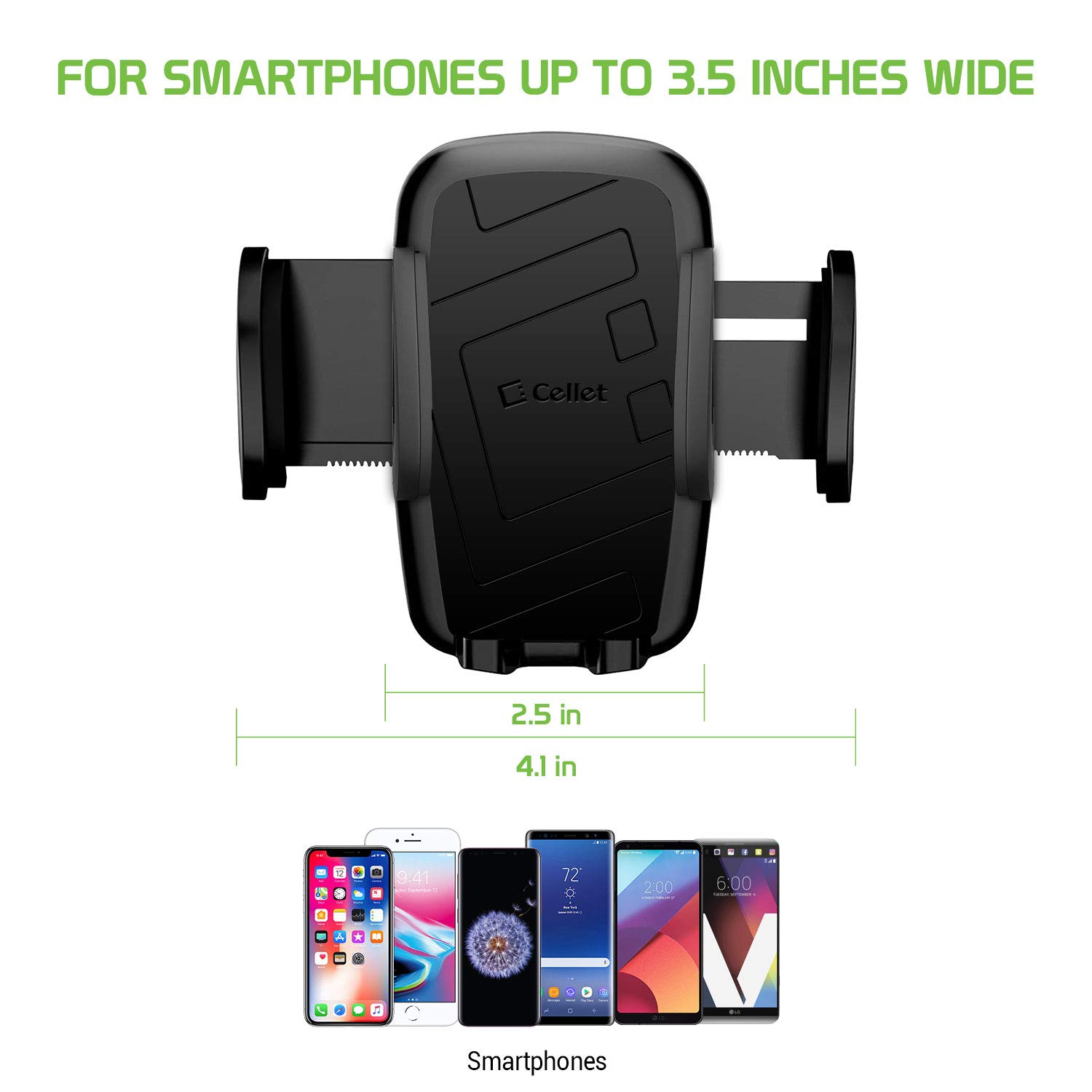 Adjustable Car Phone Holder for iPhone, Samsung, Pixel - Dashboard & Windshield Mount for Safe Driving