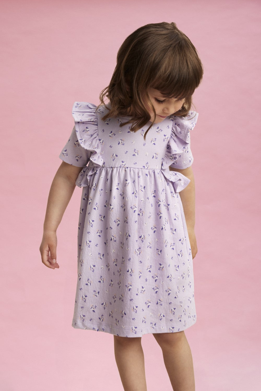 Elegant Orchid Petal Ruffle Dress for Women - Floral Print Party & Wedding Guest Dress - Perfect for Cocktail Events, Date Nights & Special Occasions