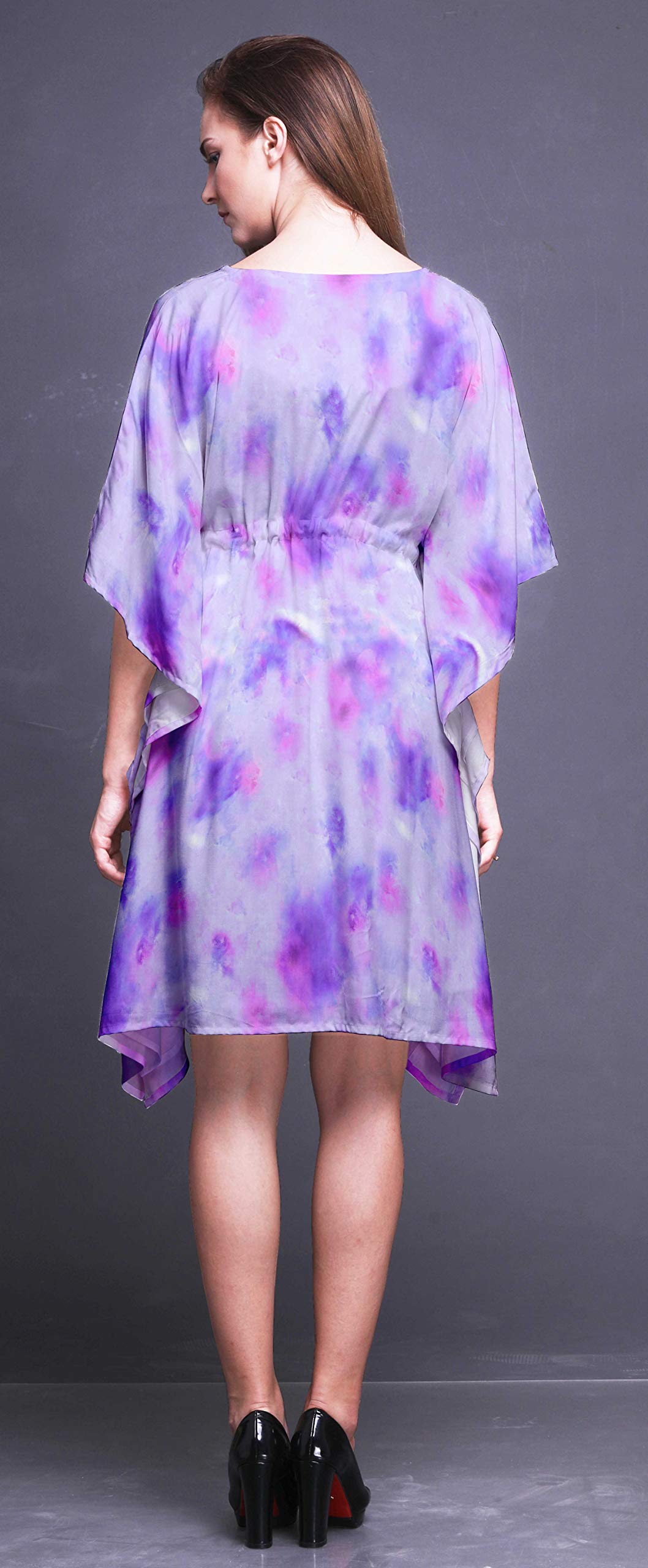 Bimba Women's Short Caftan Midi Dress - Beach Cover Up, Swimwear Wrap, Boho Summer Dress for Pool, Vacation & Resort Wear