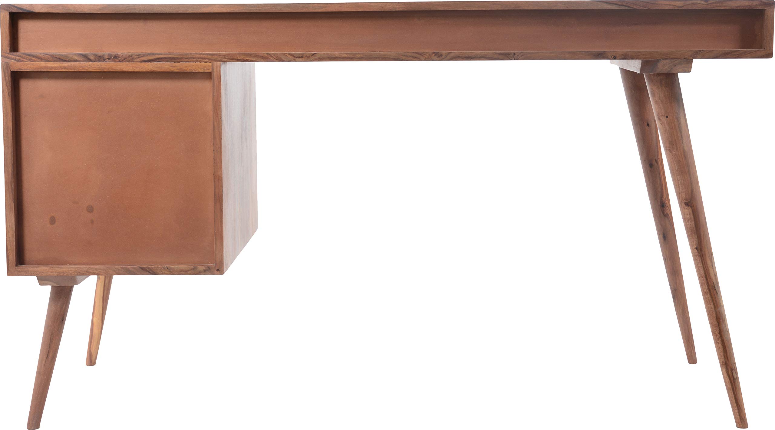 Moe's Home Collection Sheesham Wood O2 Desk - Natural Finish Modern Writing Desk for Home Office, Study & Workspace