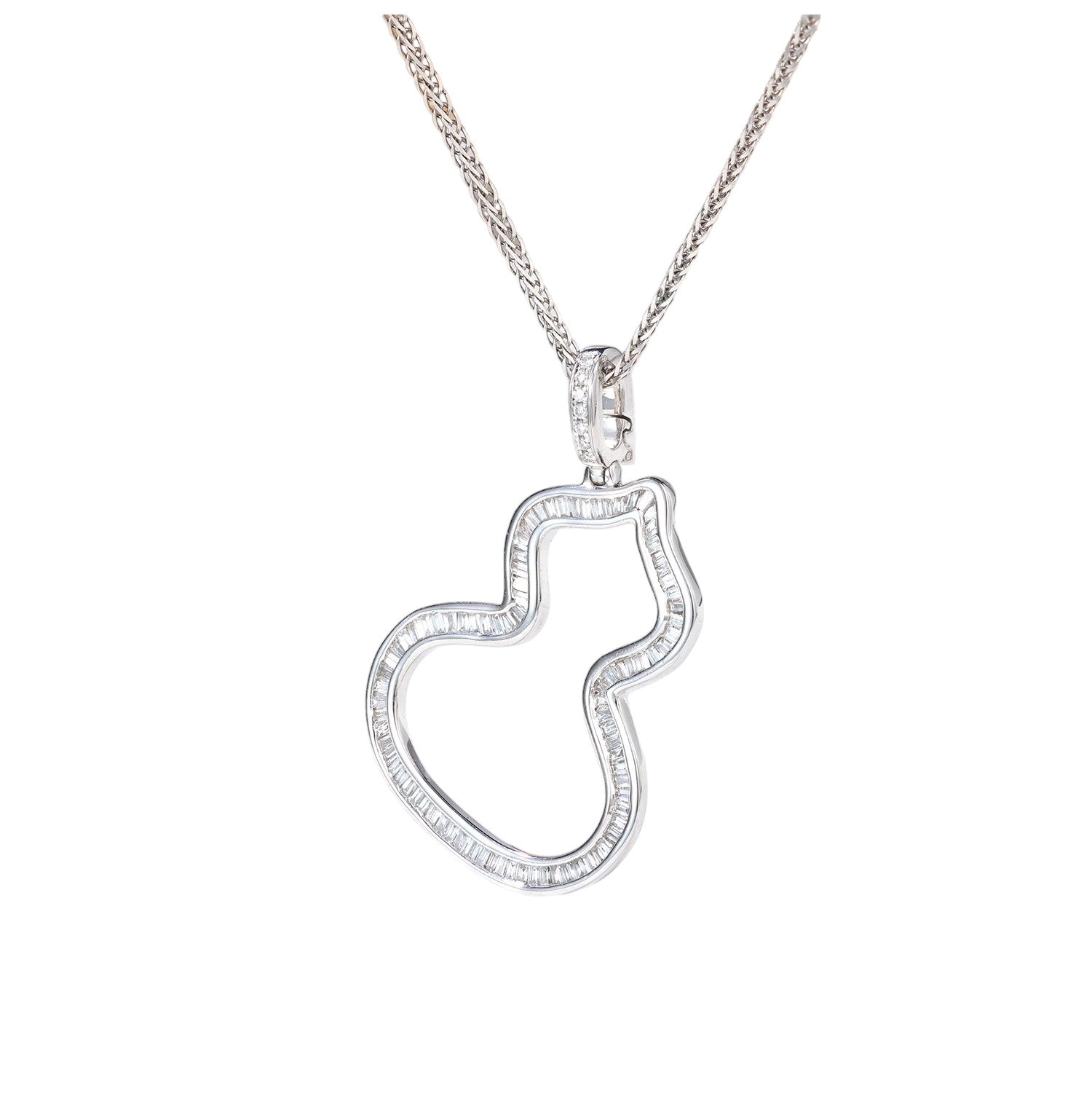 Elegant Gourd Baguette Diamond Pendant Necklace LC101 - Perfect for Weddings, Anniversaries & Special Occasions
