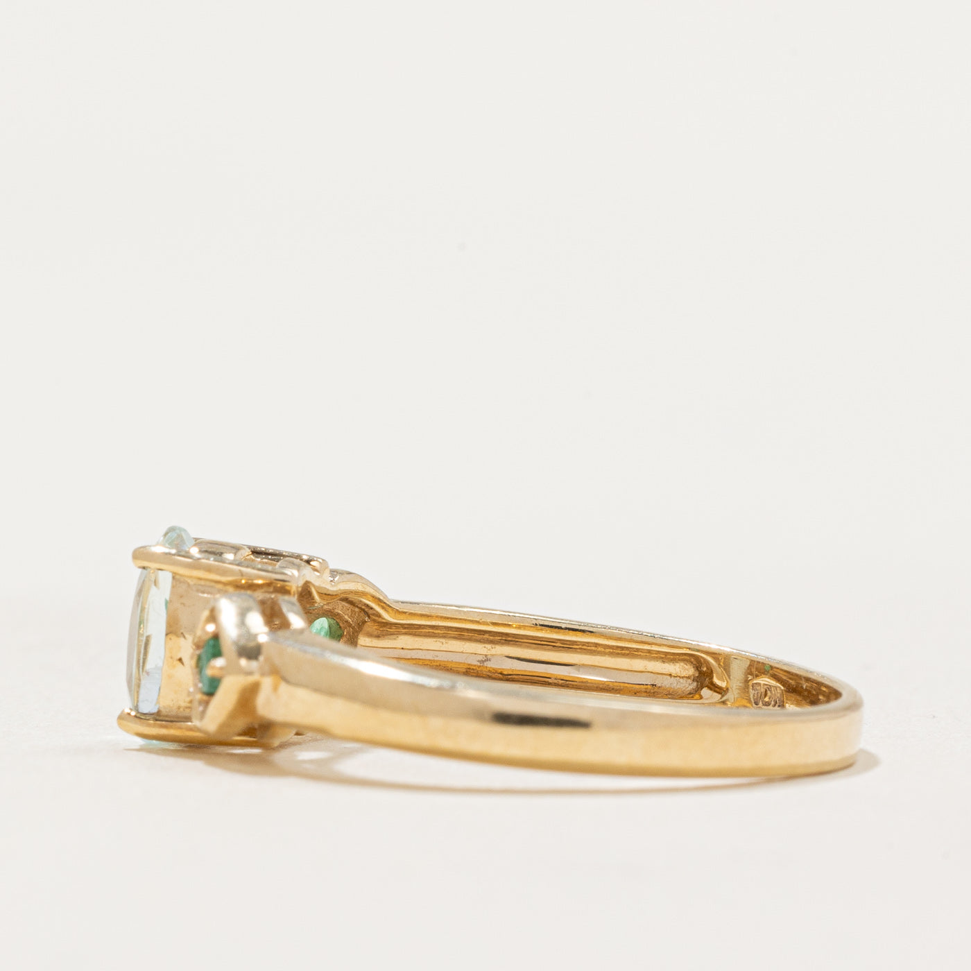 Aquamarine and Emerald Ring - 0.65ct Gemstone with 0.05ctw Diamond Accents - Size 7.25 - Elegant Birthstone Jewelry for Women - Perfect for Engagement, Anniversary & Special Occasions