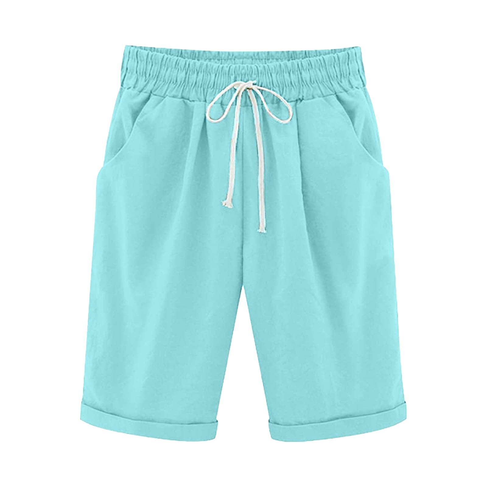 AMDBEL Women's 12 Inch Inseam Bermuda Shorts - Soft Cotton Athletic Shorts with Pockets for Yoga, Gym & Casual Wear | Knee-Length Lounge & Walking Shorts for Curvy Women | Perfect for Summer Outfits, Travel, Workouts & Beach Trips | Great for Running Errands, Lounging at Home, Outdoor Activities & Everyday Comfort | Ideal for Active Lifestyles, Weekend Getaways and Relaxing at Home