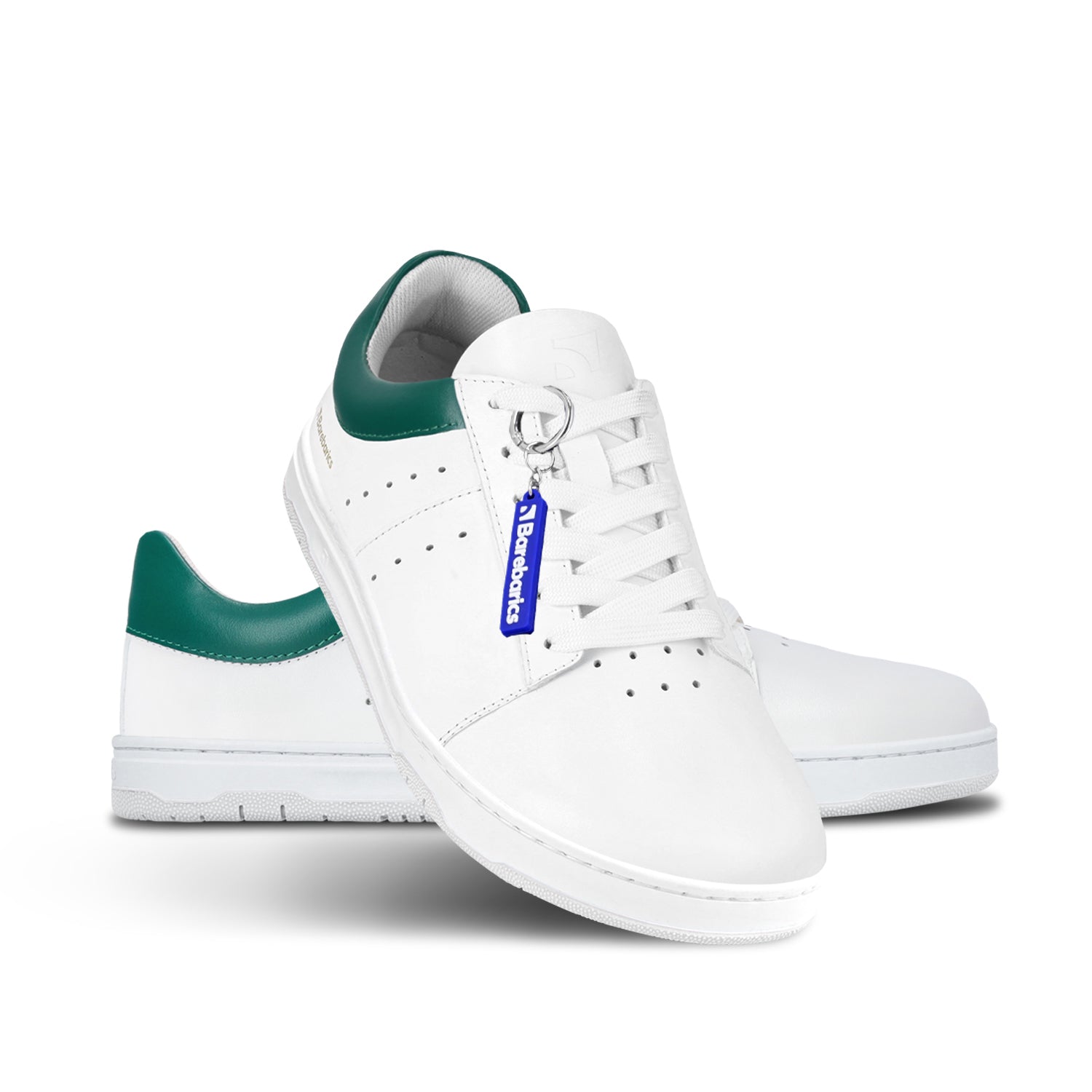 Barebarics Enigma Barefoot Sneakers for Men & Women - White & Dark Green Minimalist Shoes for Running, Walking & Gym Workouts