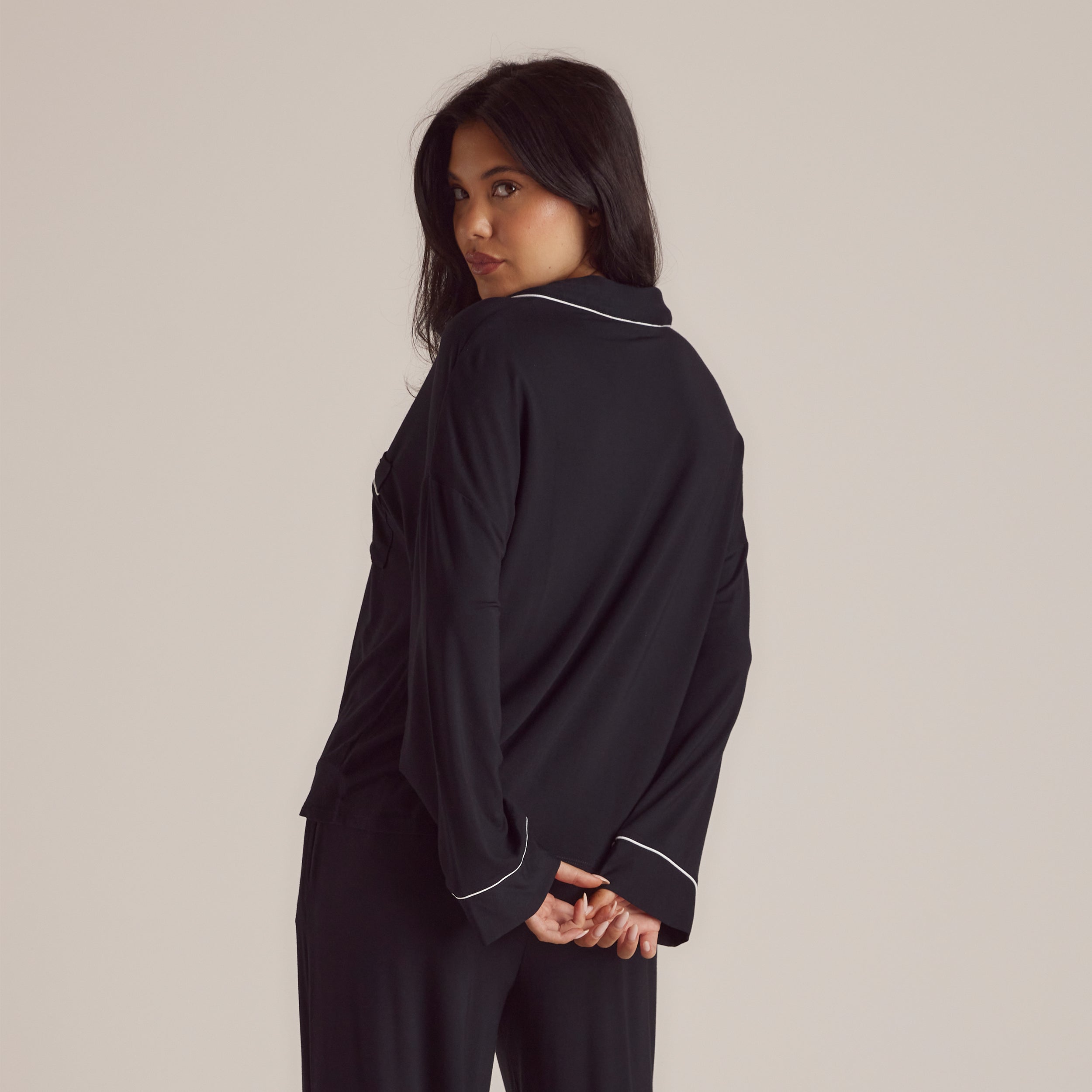 Premium Modal Sleep Shirt for Women - Soft & Breathable Black Pajama Top - Perfect for Relaxing at Home, Lounging & Comfortable Nightwear