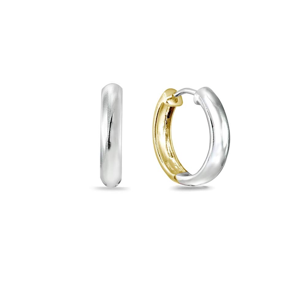 Sterling Silver 16mm Oval Small Hinged Huggie Hoop Earrings for Women - Dainty Everyday Jewelry, Gift for Her, Perfect for Work & Casual Wear