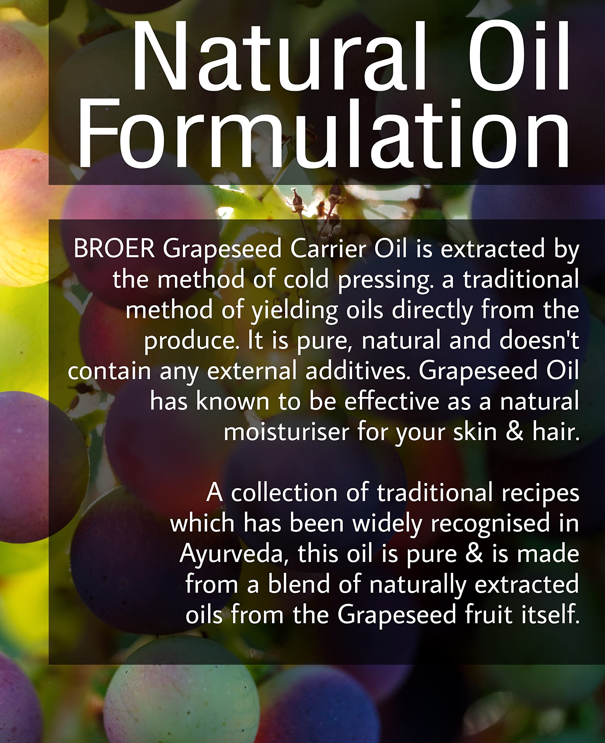 Pure Cold-Pressed Grapeseed Oil for Skin & Hair - Natural Face Massage Oil for Glowing Skin, Acne Treatment & Shiny Hair Care (2-Pack, 60ml) | Perfect for Daily Skincare Routine, DIY Beauty Recipes & Aromatherapy