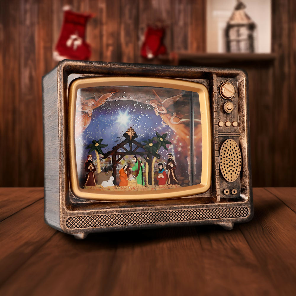 Vintage Retro TV with LED Light - Unique Christmas Gift for Home Decor, Party & Holiday Ambiance