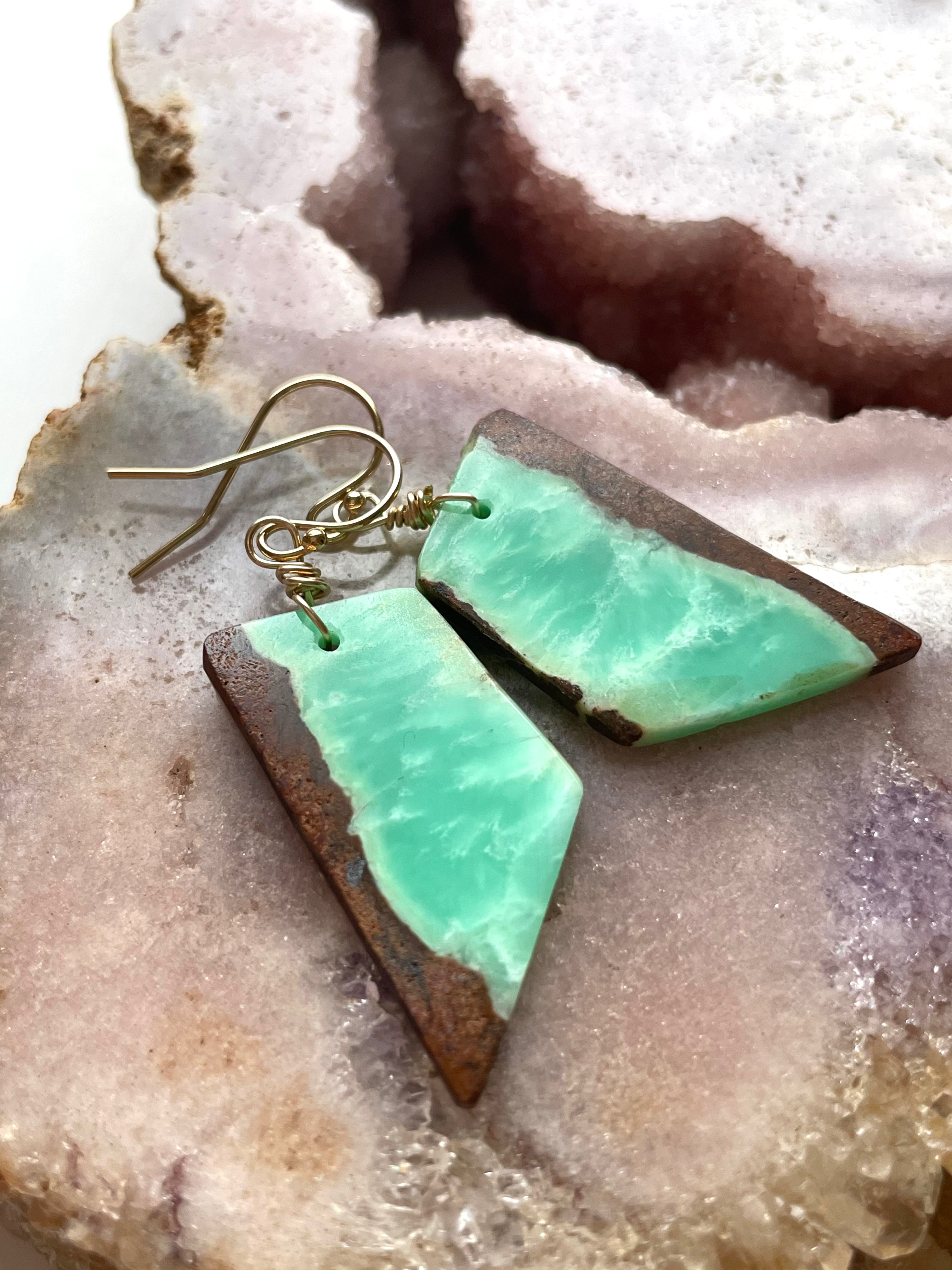 Chrysoprase Statement Earrings - 14K Gold Filled Dangle Earrings for Women | Elegant Jewelry Gift for Birthday, Anniversary & Special Occasions