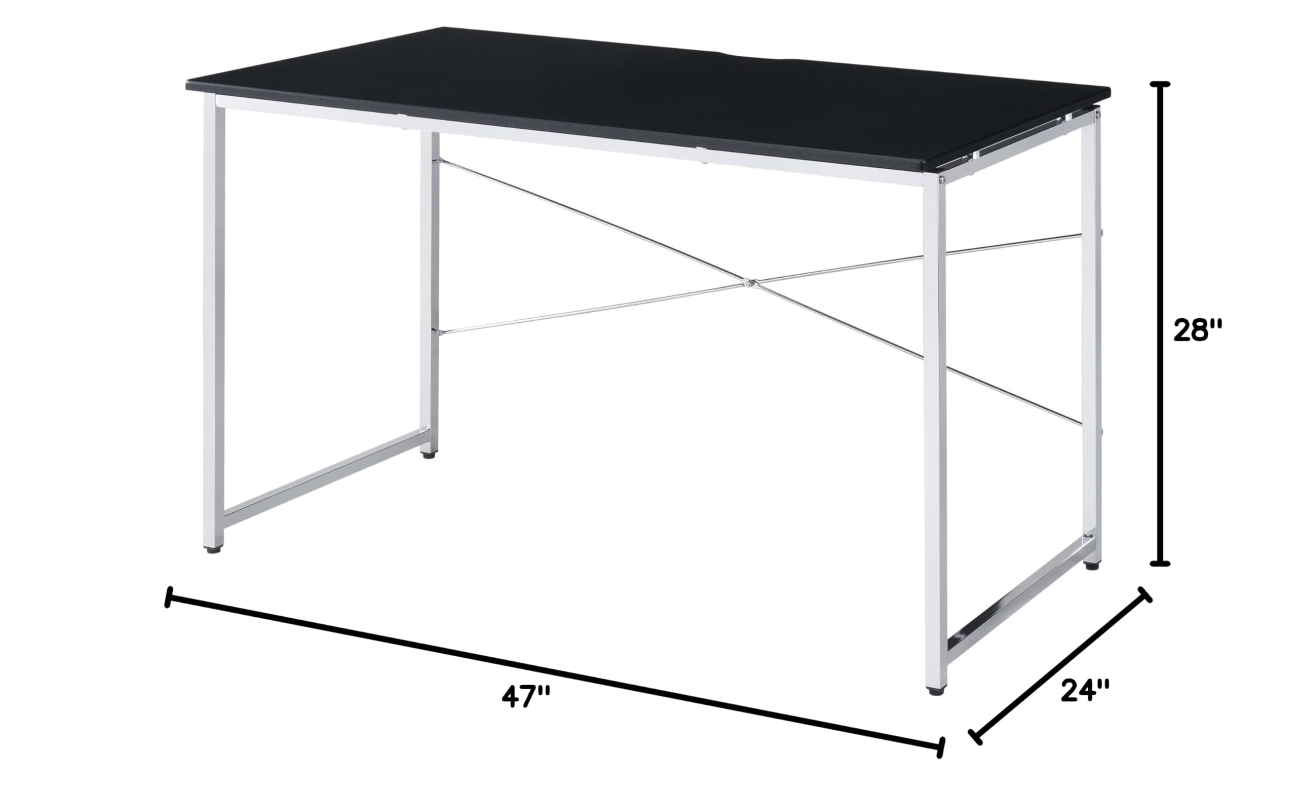 Acme Tennos Vanity Desk with Black & Chrome Finish - Modern Dressing Table for Bedroom Makeup & Skincare Routine