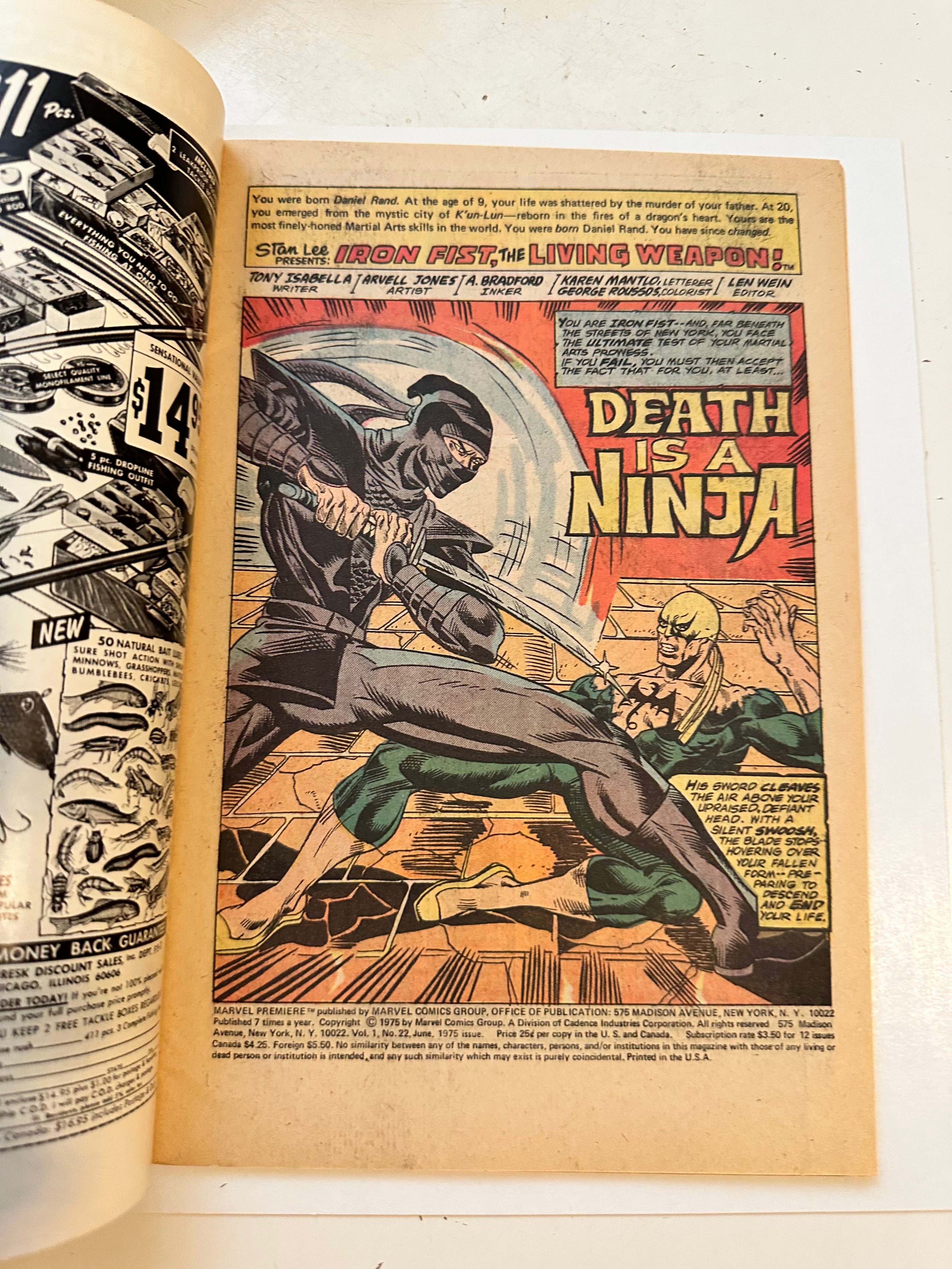 Marvel Premiere Iron Fist #22 Comic Book - VF (Very Fine) Condition - Collectible Superhero Series for Display & Investment | Perfect for Marvel Fans, Comic Collectors & Pop Culture Enthusiasts
