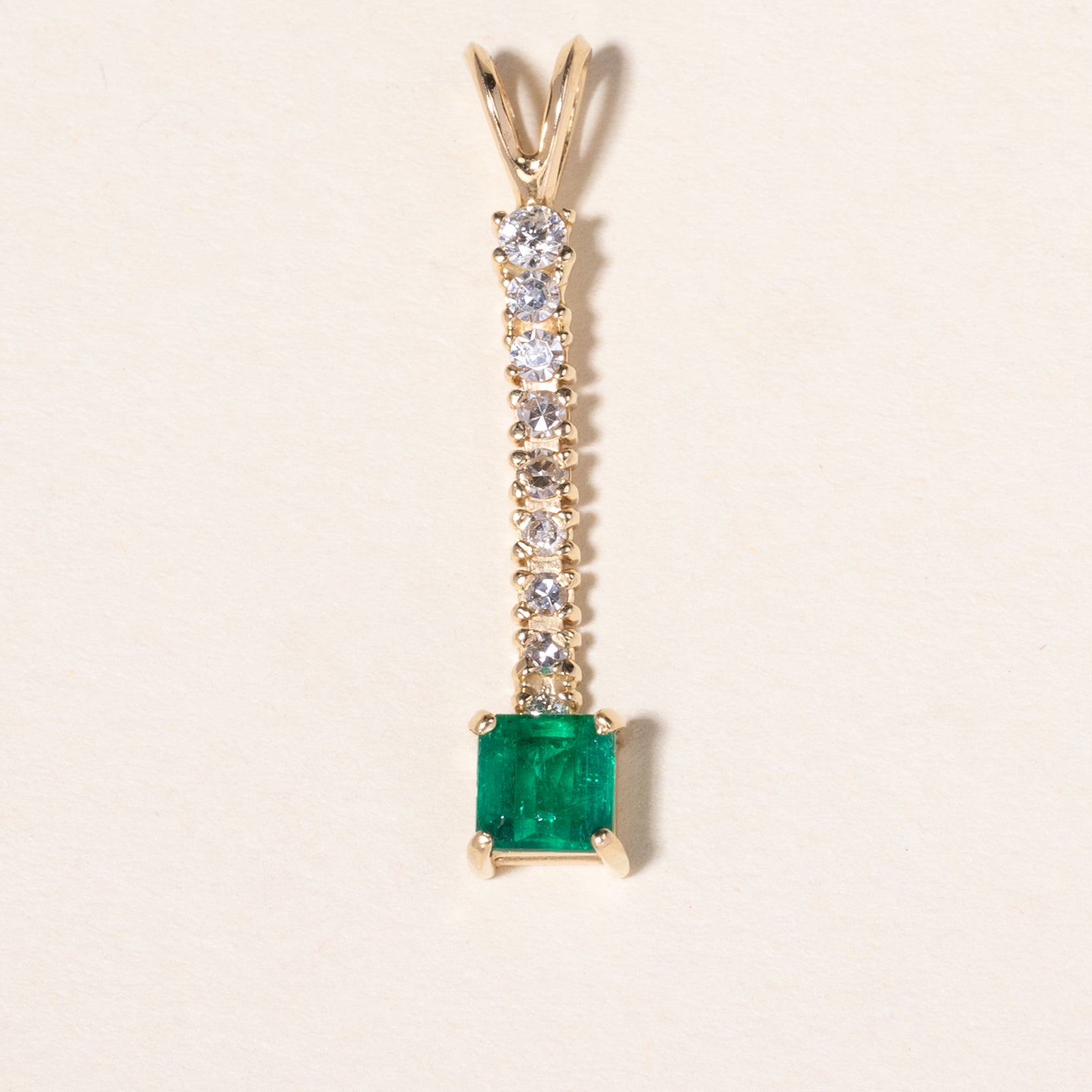14K Yellow Gold Emerald and Diamond Pendant Necklace - 0.53ct Natural Emerald & 0.23ctw Diamonds | Elegant Jewelry Gift for Women | Perfect for Weddings, Anniversaries & Special Occasions